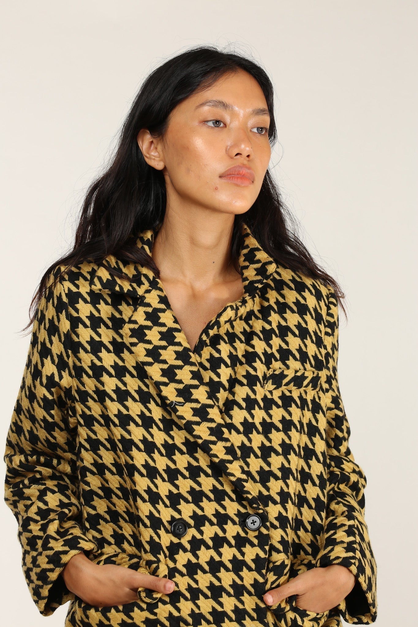 BLACK YELLOW CHECKERED JACKET BLAZER ROINA - MOMO STUDIO BERLIN - Berlin Concept Store - sustainable & ethical fashion