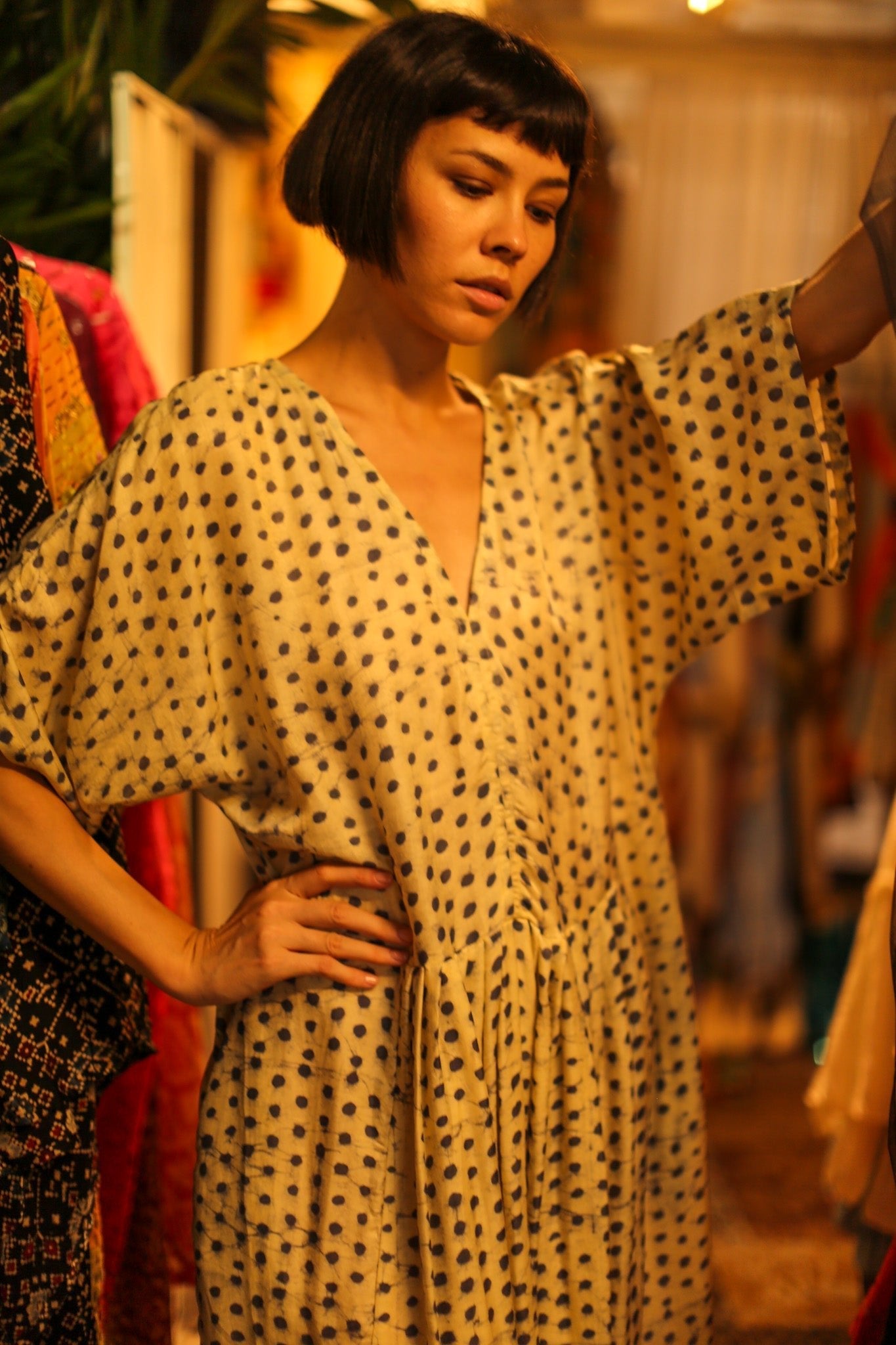 BLOCK PRINT SILK KAFTAN DRESS LIA - MOMO STUDIO BERLIN - Berlin Concept Store - sustainable & ethical fashion