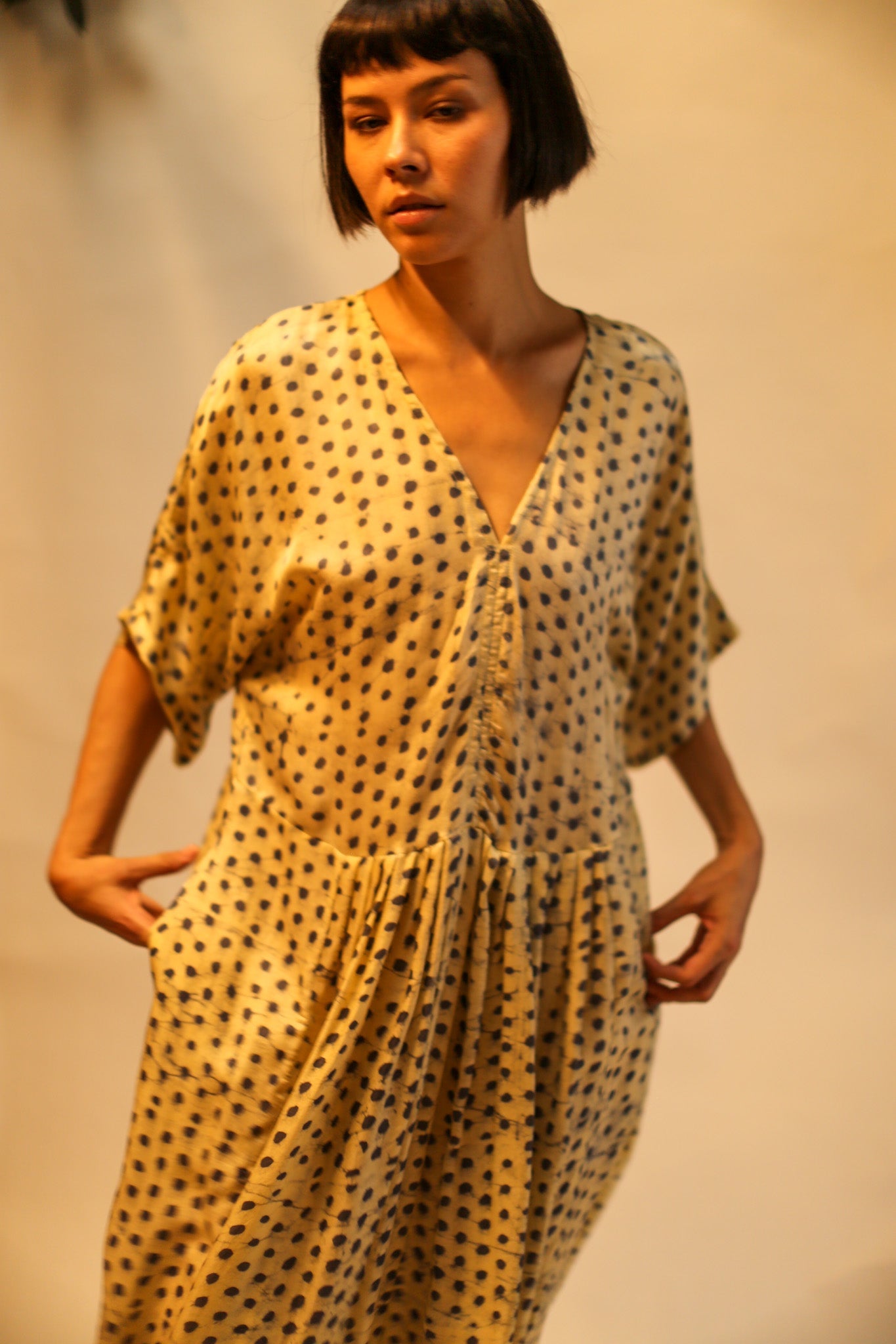 BLOCK PRINT SILK KAFTAN DRESS LIA - MOMO STUDIO BERLIN - Berlin Concept Store - sustainable & ethical fashion