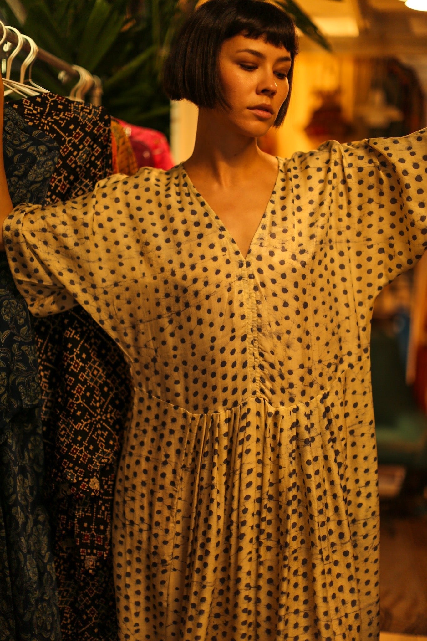 BLOCK PRINT SILK KAFTAN DRESS LIA - MOMO STUDIO BERLIN - Berlin Concept Store - sustainable & ethical fashion