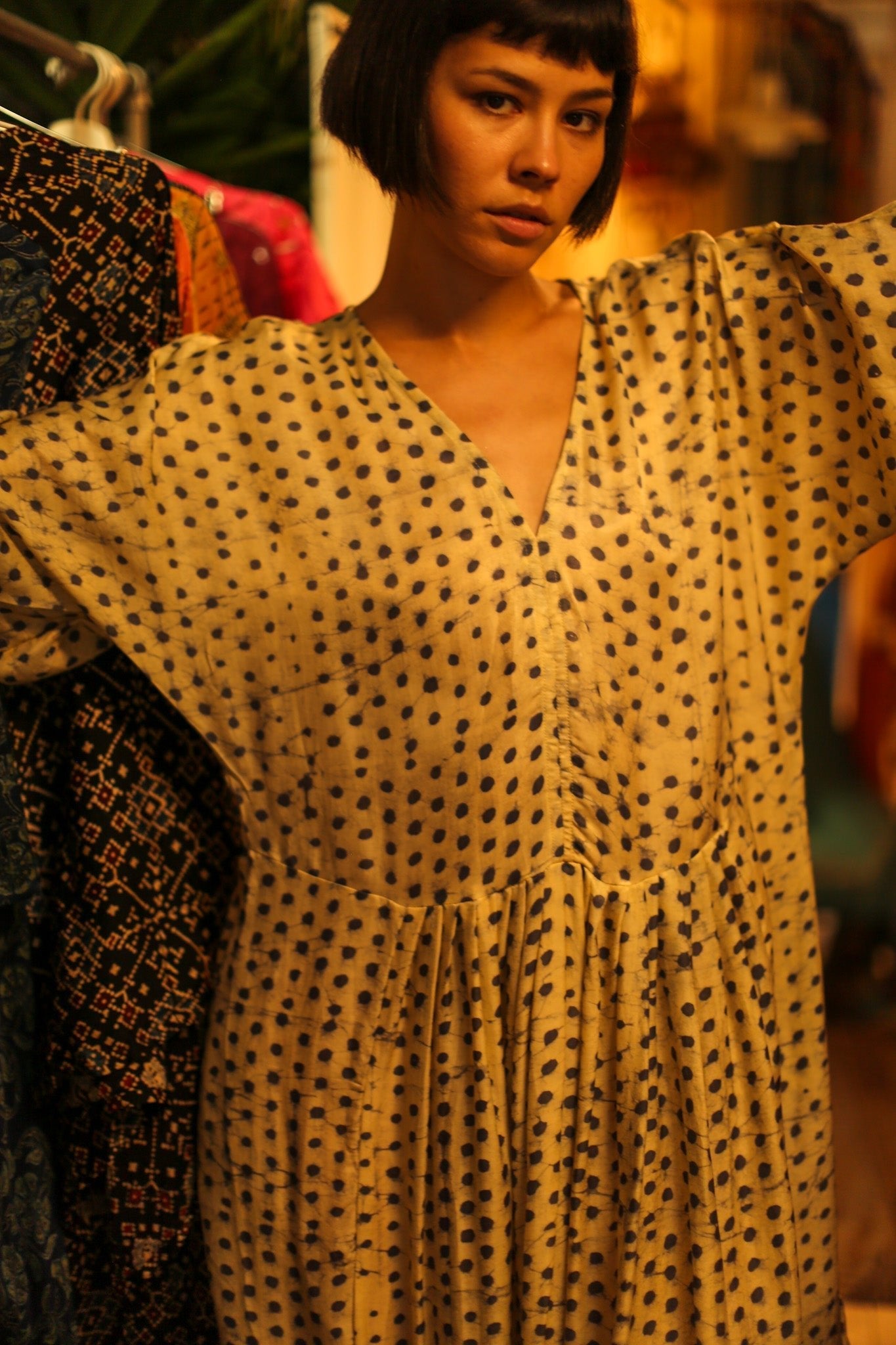 BLOCK PRINT SILK KAFTAN DRESS LIA - MOMO STUDIO BERLIN - Berlin Concept Store - sustainable & ethical fashion