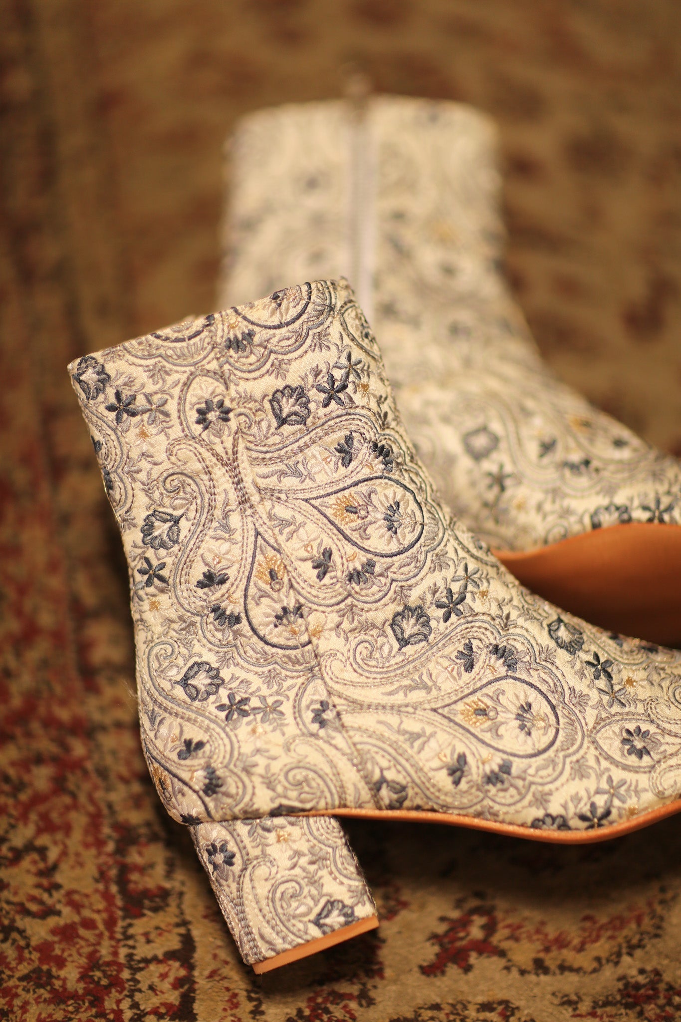 BLUE WHITE SILK EMBROIDERED BOOTS SCOOBERT - MOMO STUDIO BERLIN - Berlin Concept Store - sustainable & ethical fashion