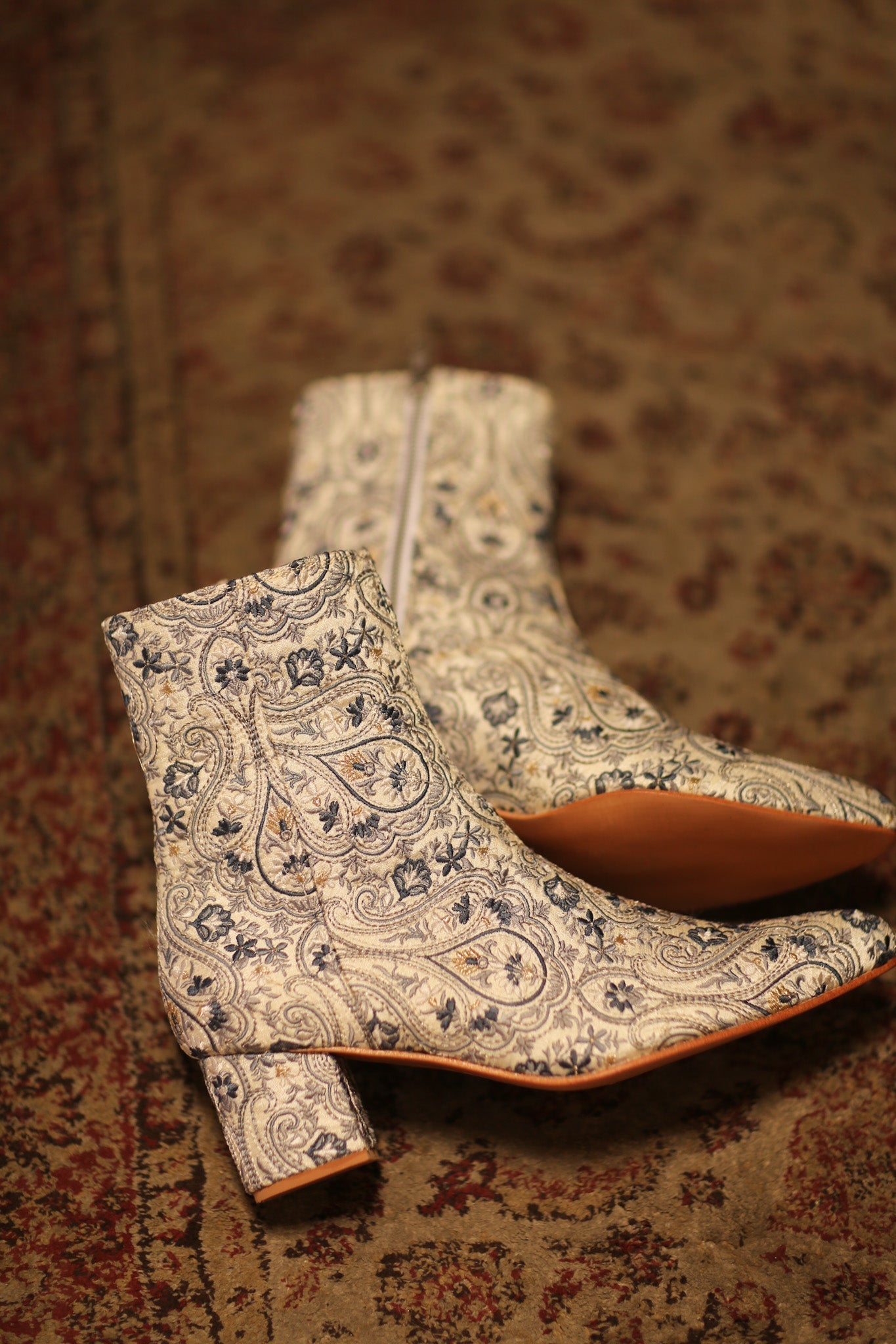BLUE WHITE SILK EMBROIDERED BOOTS SCOOBERT - MOMO STUDIO BERLIN - Berlin Concept Store - sustainable & ethical fashion