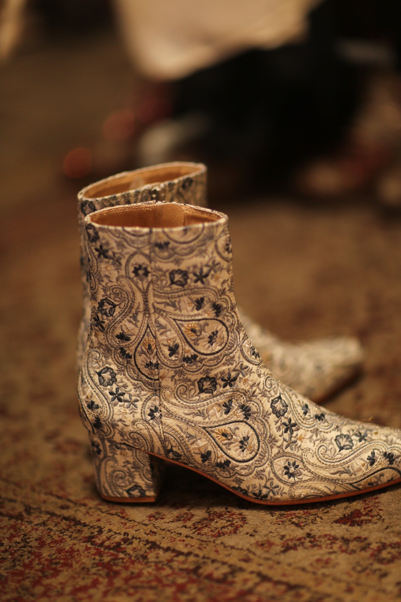 BLUE WHITE SILK EMBROIDERED BOOTS SCOOBERT - MOMO STUDIO BERLIN - Berlin Concept Store - sustainable & ethical fashion