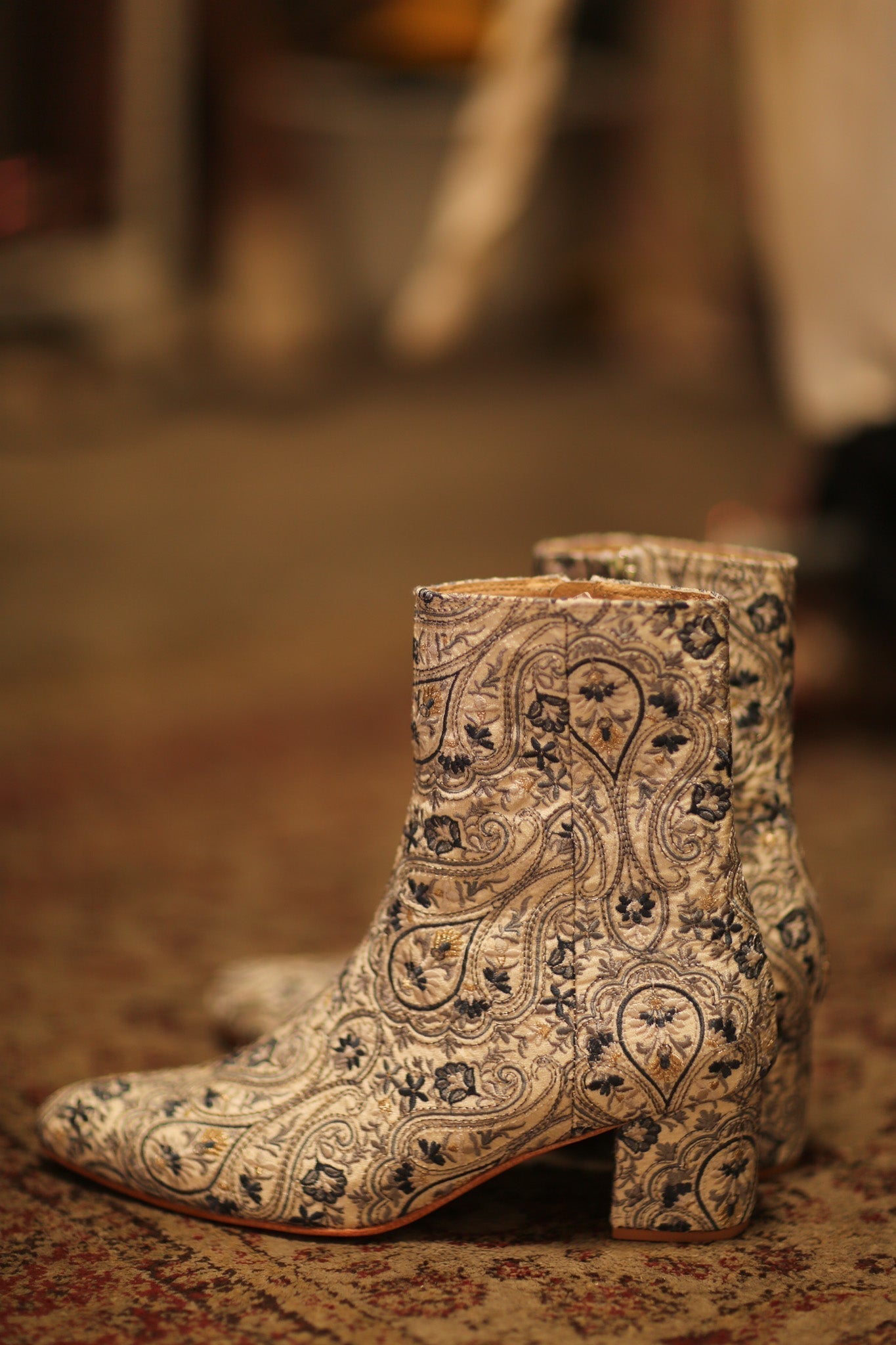 BLUE WHITE SILK EMBROIDERED BOOTS SCOOBERT - MOMO STUDIO BERLIN - Berlin Concept Store - sustainable & ethical fashion