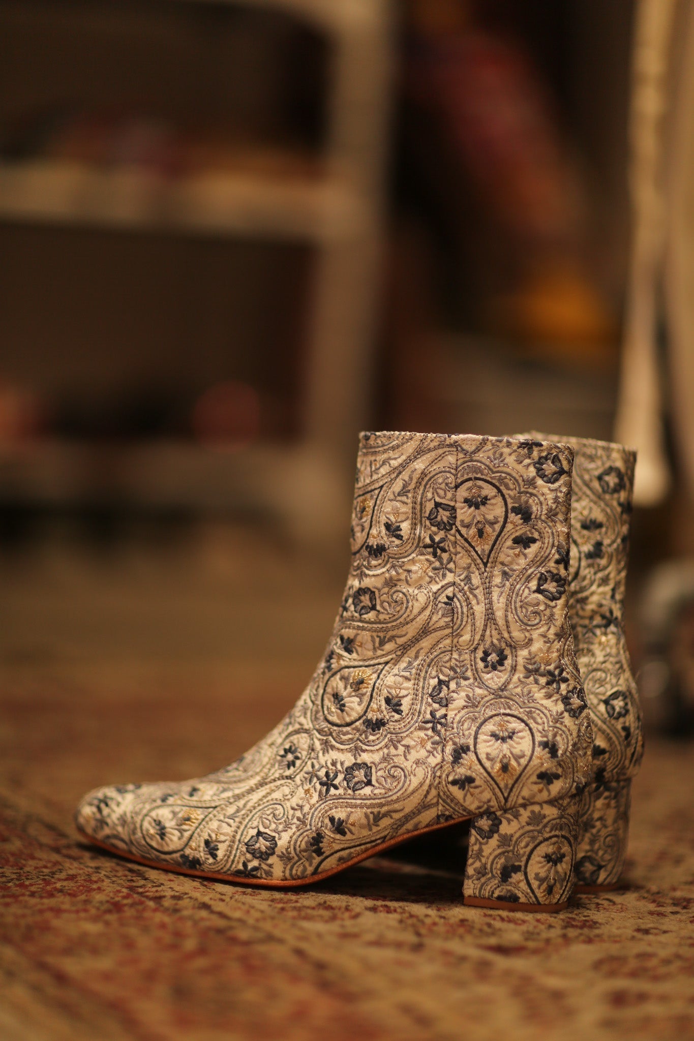 BLUE WHITE SILK EMBROIDERED BOOTS SCOOBERT - MOMO STUDIO BERLIN - Berlin Concept Store - sustainable & ethical fashion
