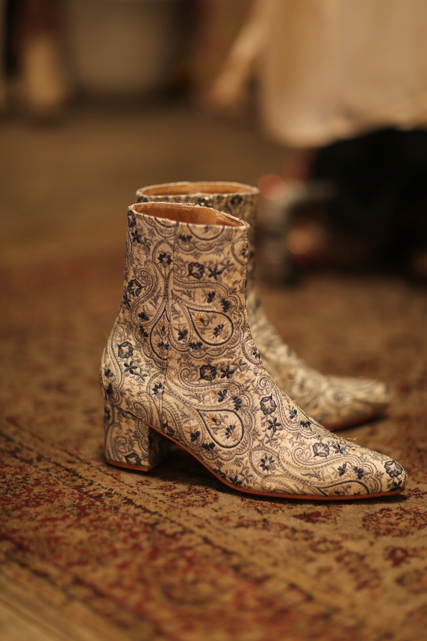 BLUE WHITE SILK EMBROIDERED BOOTS SCOOBERT - MOMO STUDIO BERLIN - Berlin Concept Store - sustainable & ethical fashion