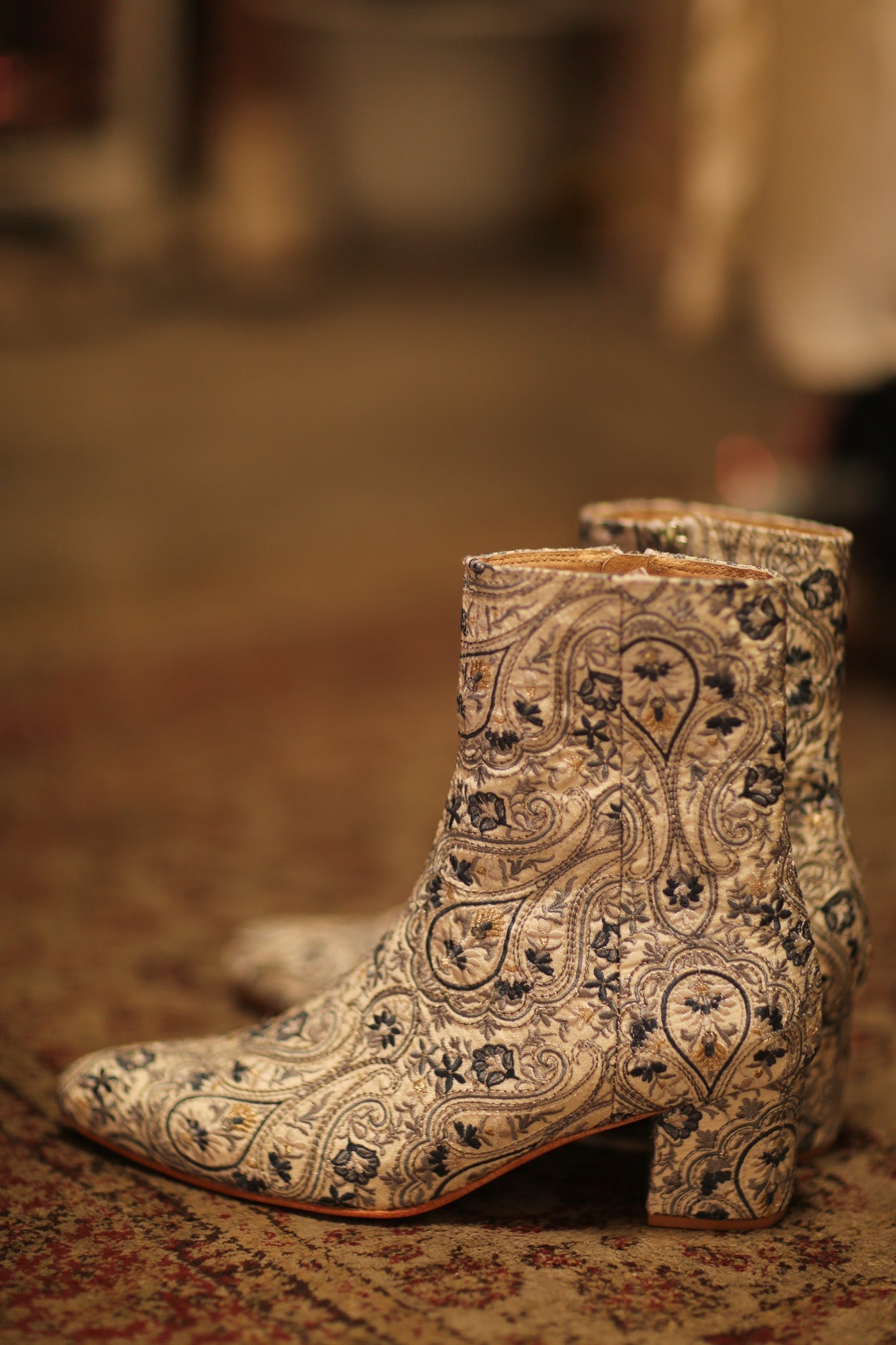 BLUE WHITE SILK EMBROIDERED BOOTS SCOOBERT - MOMO STUDIO BERLIN - Berlin Concept Store - sustainable & ethical fashion
