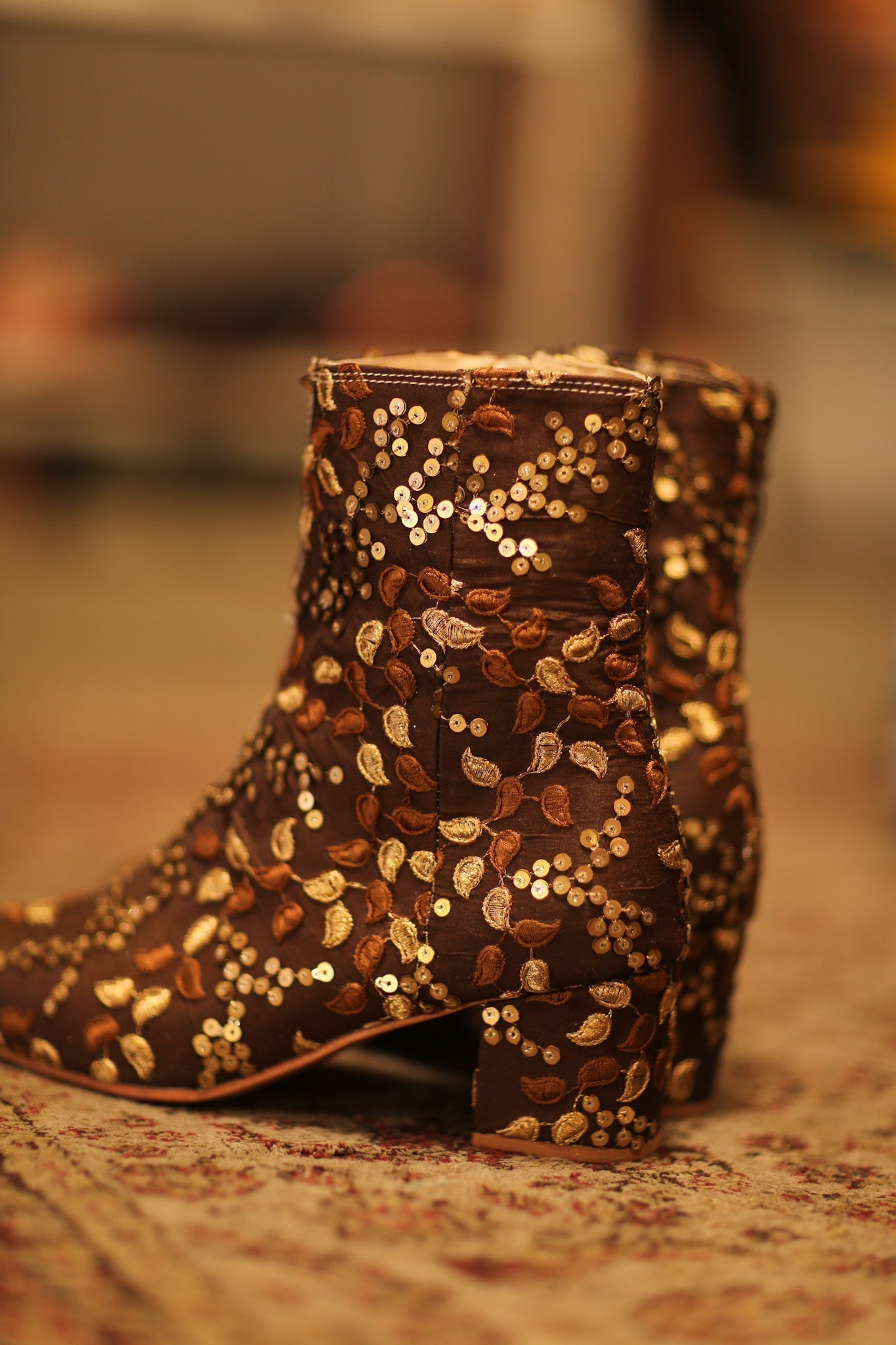 BROWN SEQUIN EMBROIDERED BOOTS - MOMO STUDIO BERLIN - Berlin Concept Store - sustainable & ethical fashion