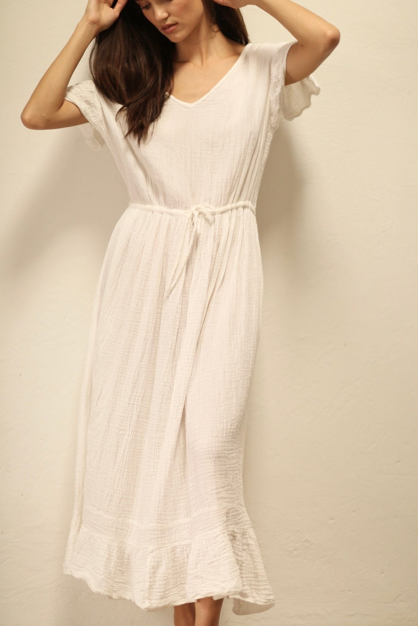 CASSANDRA WHITE DRESS 100% COTTON - MOMO STUDIO BERLIN - Berlin Concept Store - sustainable & ethical fashion