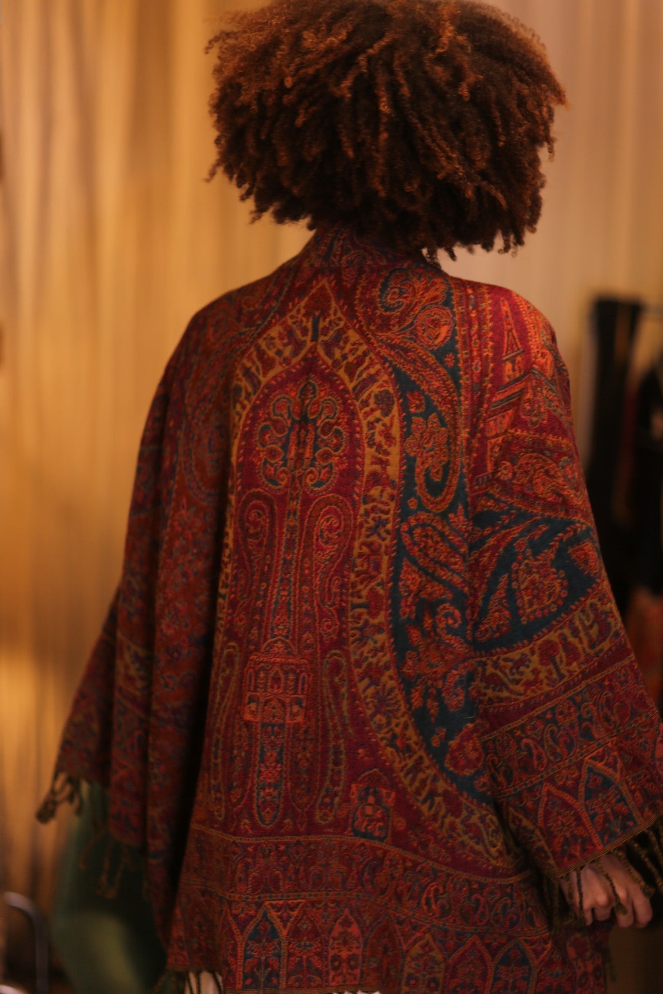 CONE PATTERN EMBROIDERED COTTON WOOL SHAWL KIMONO KAYCY - MOMO STUDIO BERLIN - Berlin Concept Store - sustainable & ethical fashion