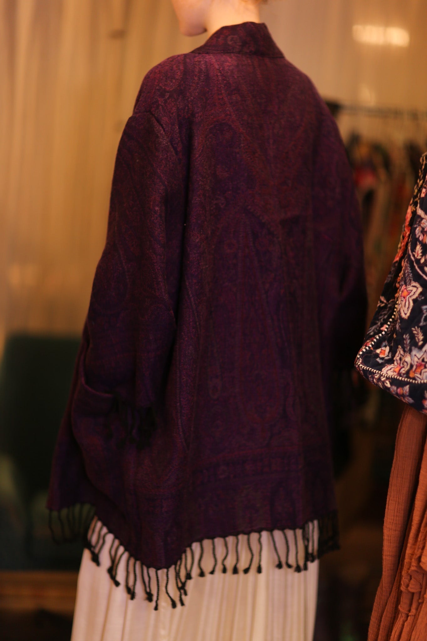 CONE PATTERN EMBROIDERED COTTON WOOL SHAWL THINZAR - MOMO STUDIO BERLIN - Berlin Concept Store - sustainable & ethical fashion