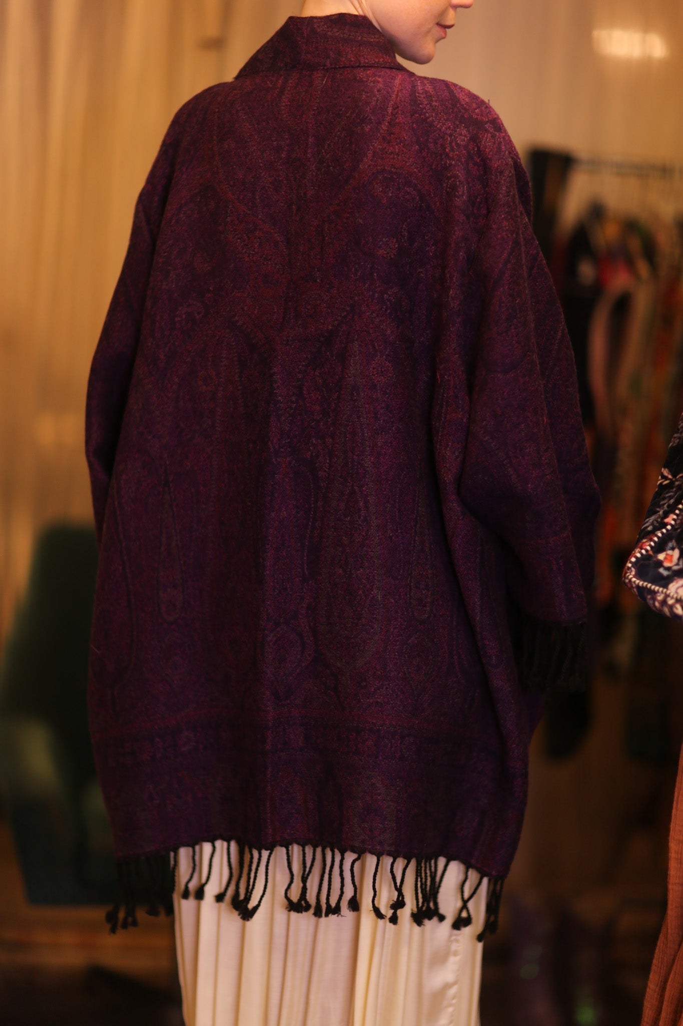 CONE PATTERN EMBROIDERED COTTON WOOL SHAWL THINZAR - MOMO STUDIO BERLIN - Berlin Concept Store - sustainable & ethical fashion