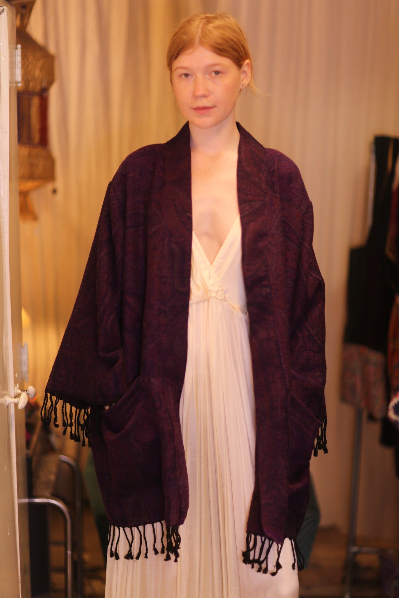 CONE PATTERN EMBROIDERED COTTON WOOL SHAWL THINZAR - MOMO STUDIO BERLIN - Berlin Concept Store - sustainable & ethical fashion