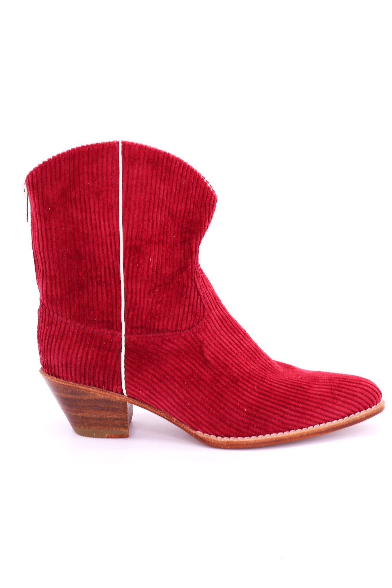 CORDUROY RED BOOTIES LINNEAH - MOMO STUDIO BERLIN - Berlin Concept Store - sustainable & ethical fashion