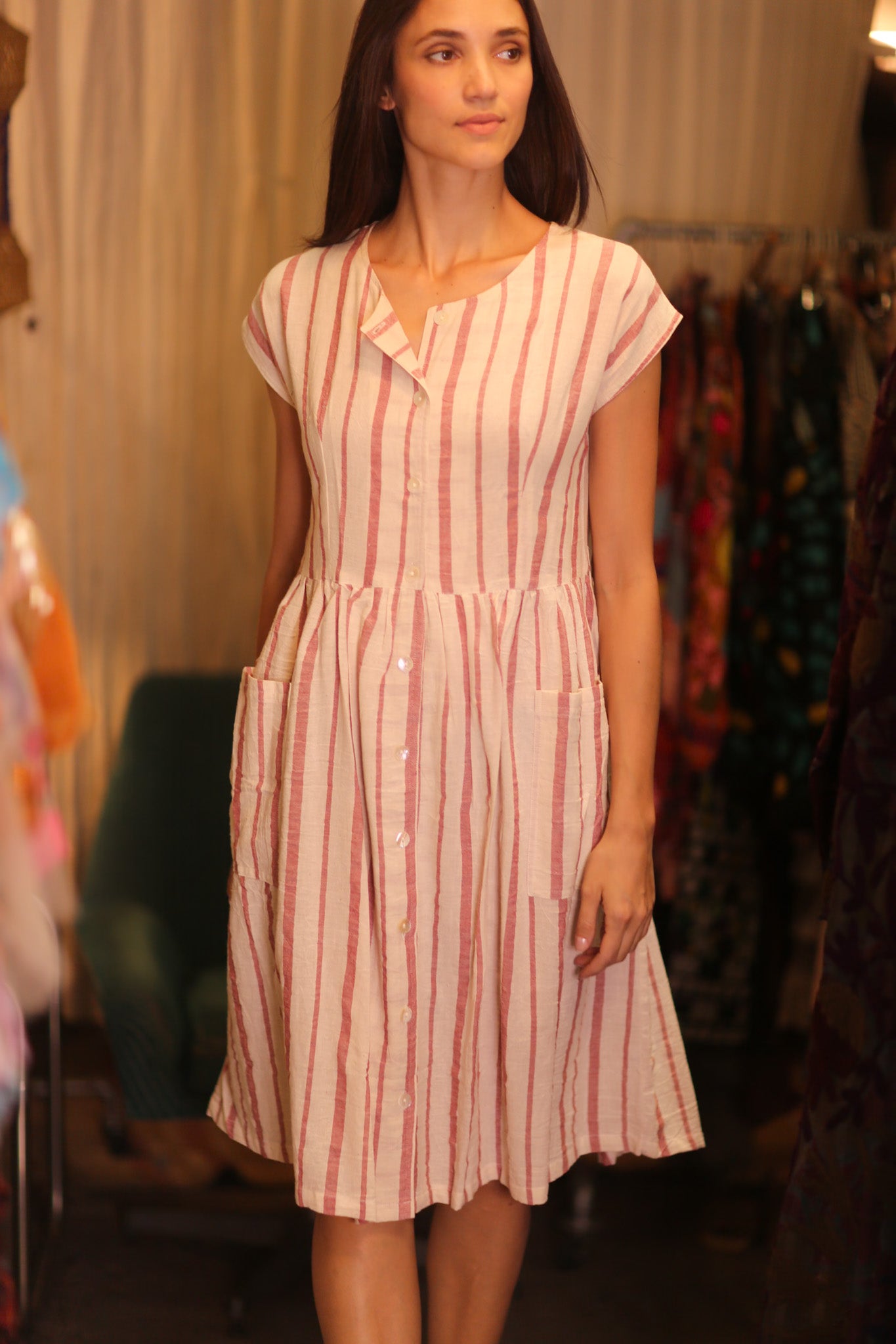 COTTON DRESS EDITH VAVI ROSE - MOMO STUDIO BERLIN - Berlin Concept Store - sustainable & ethical fashion