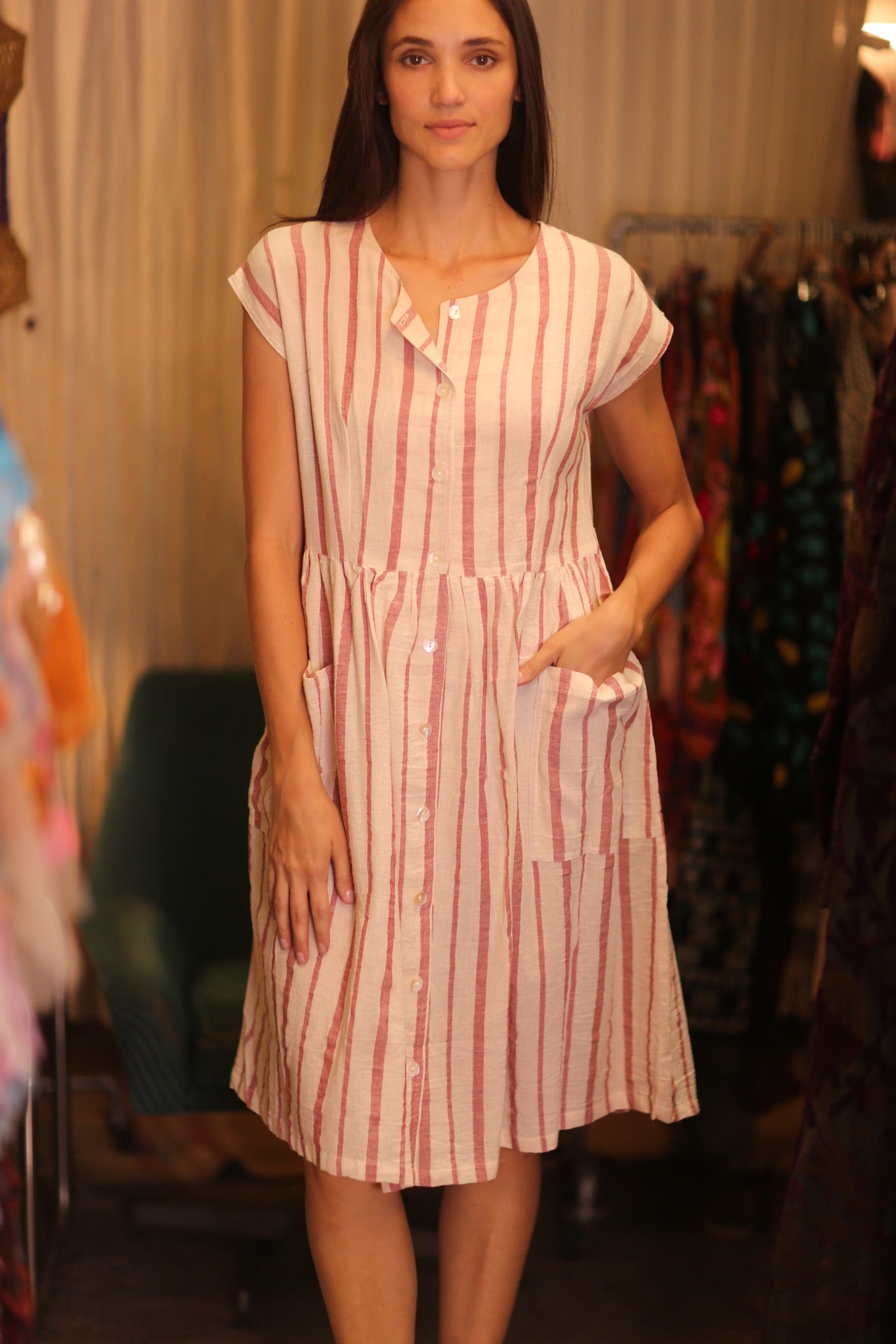 COTTON DRESS EDITH VAVI ROSE - MOMO STUDIO BERLIN - Berlin Concept Store - sustainable & ethical fashion