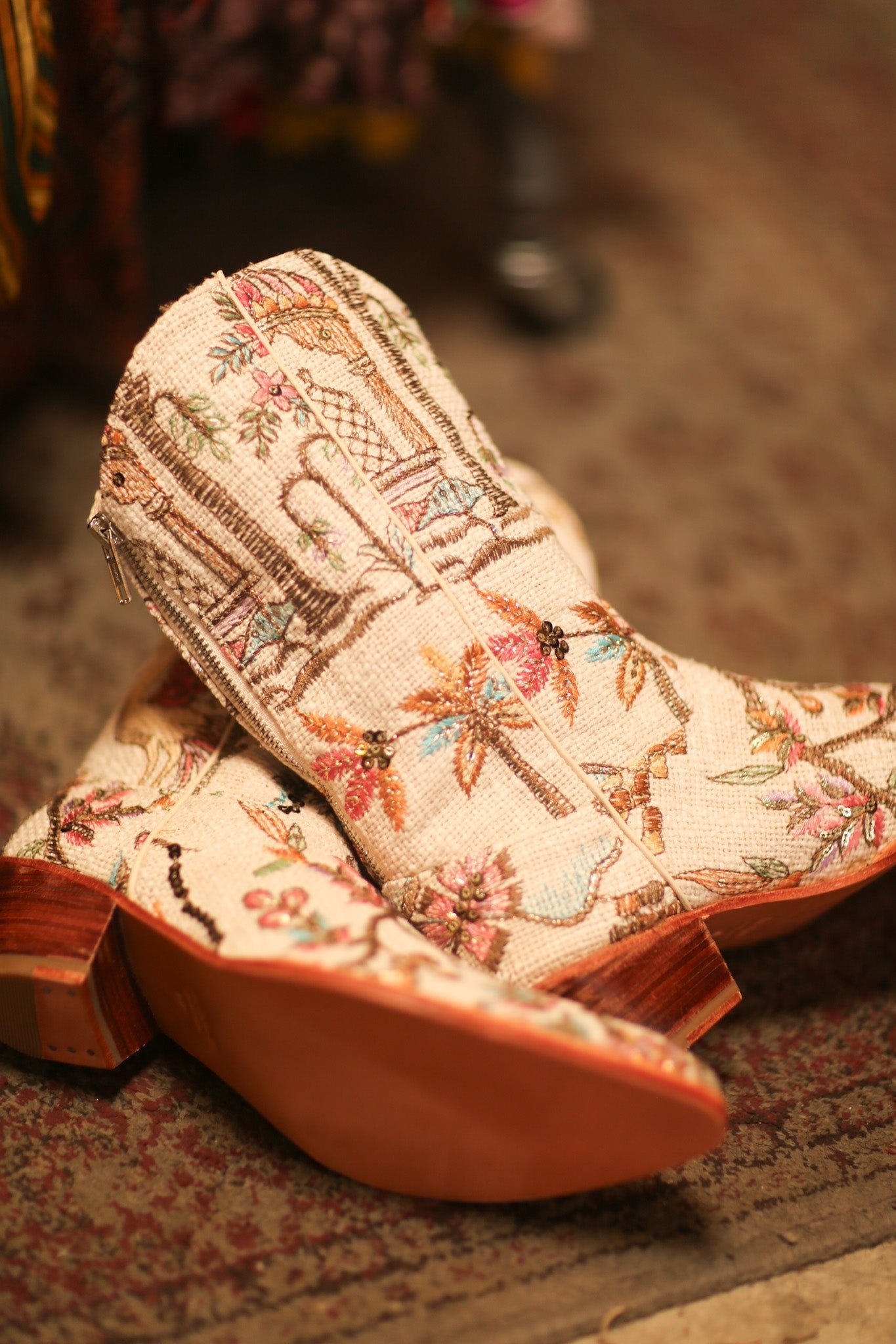 COTTON EMBROIDERED NOVELTY WESTERN BOOTS WESER - sustainably made MOMO NEW YORK sustainable clothing, boots slow fashion