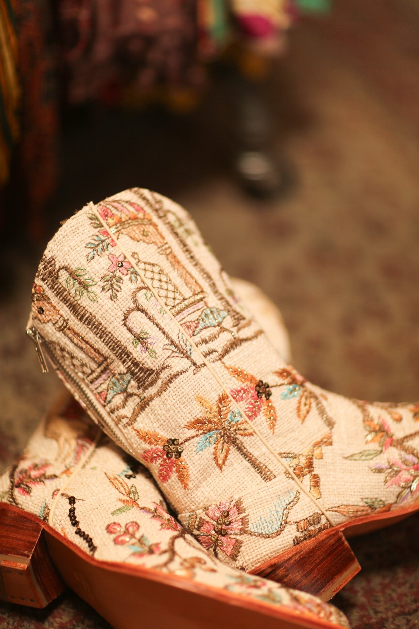 COTTON EMBROIDERED NOVELTY WESTERN BOOTS WESER - sustainably made MOMO NEW YORK sustainable clothing, boots slow fashion