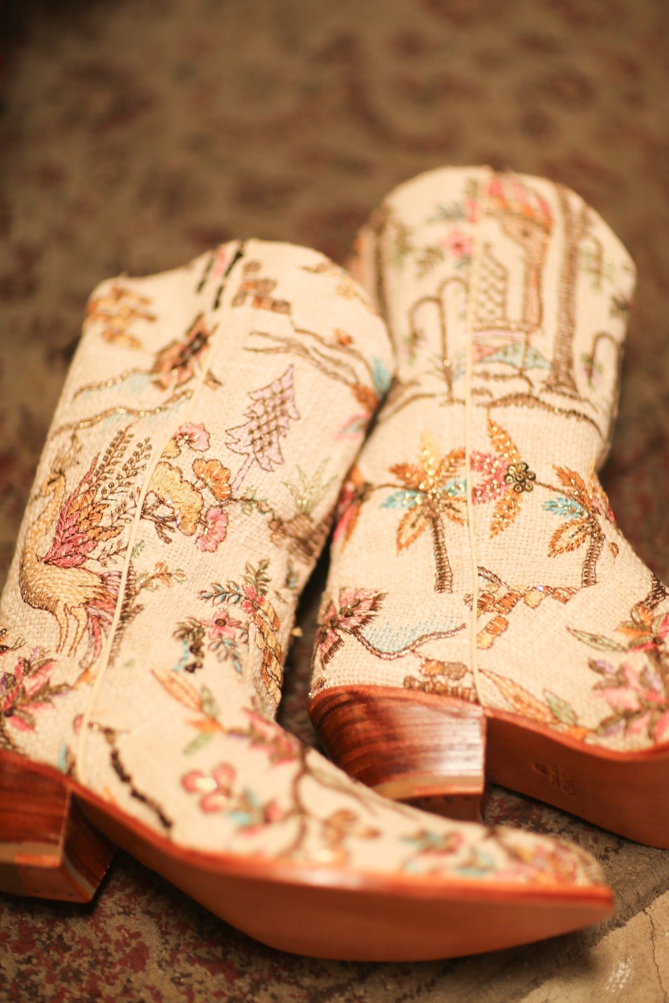 COTTON EMBROIDERED NOVELTY WESTERN BOOTS WESER - sustainably made MOMO NEW YORK sustainable clothing, boots slow fashion