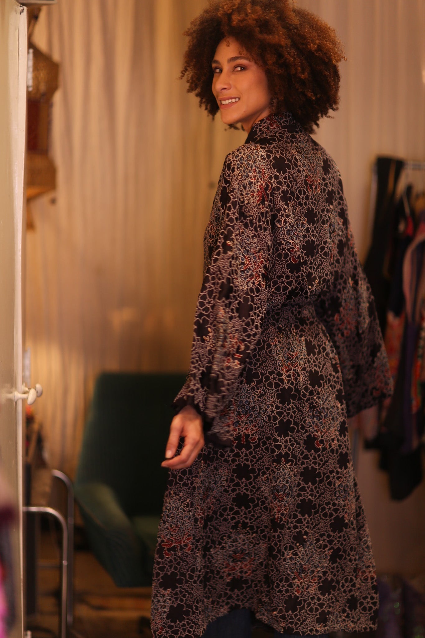 COTTON LACE LONG KIMONO WITH BELT AMAY - MOMO STUDIO BERLIN - Berlin Concept Store - sustainable & ethical fashion