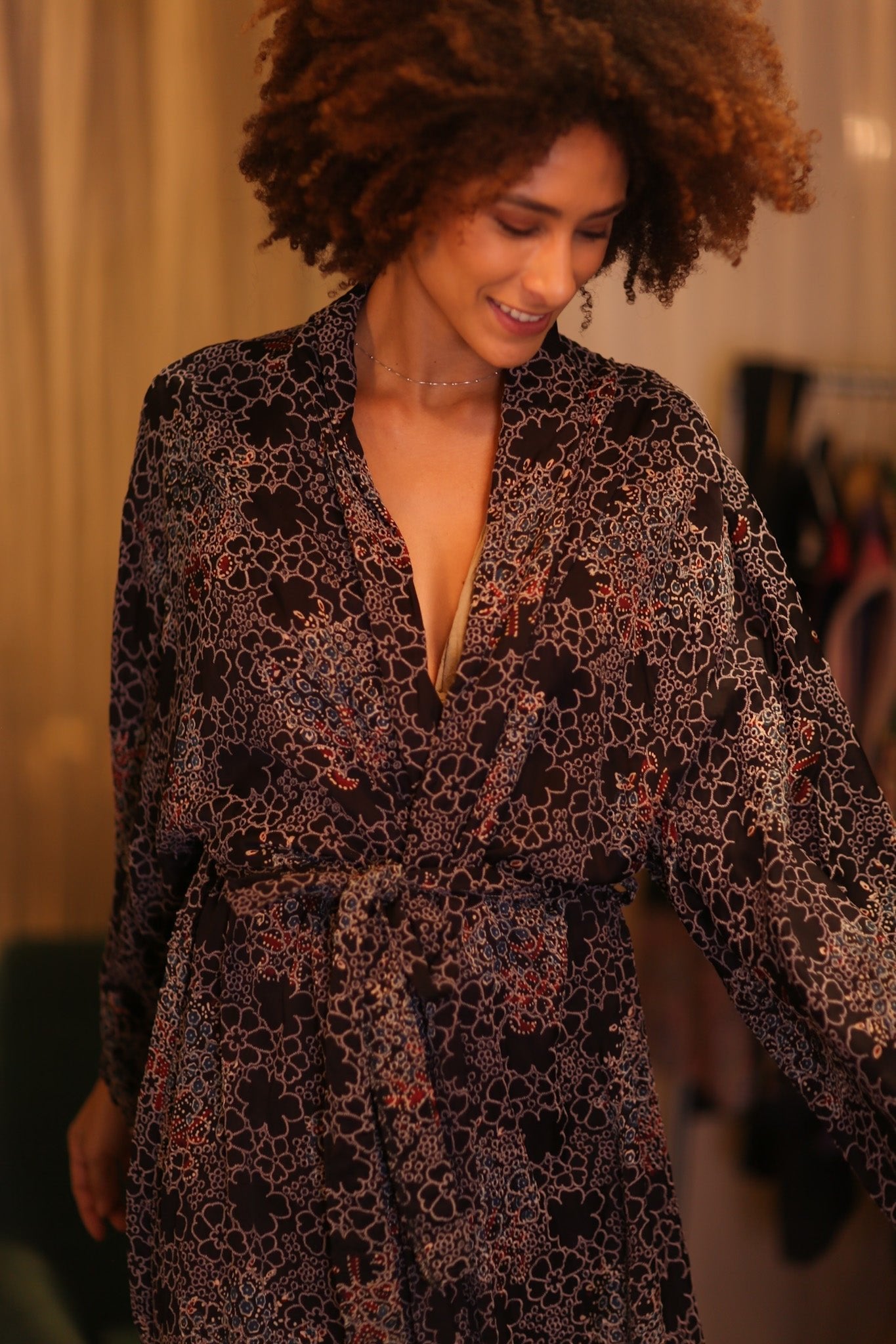 COTTON LACE LONG KIMONO WITH BELT AMAY - MOMO STUDIO BERLIN - Berlin Concept Store - sustainable & ethical fashion