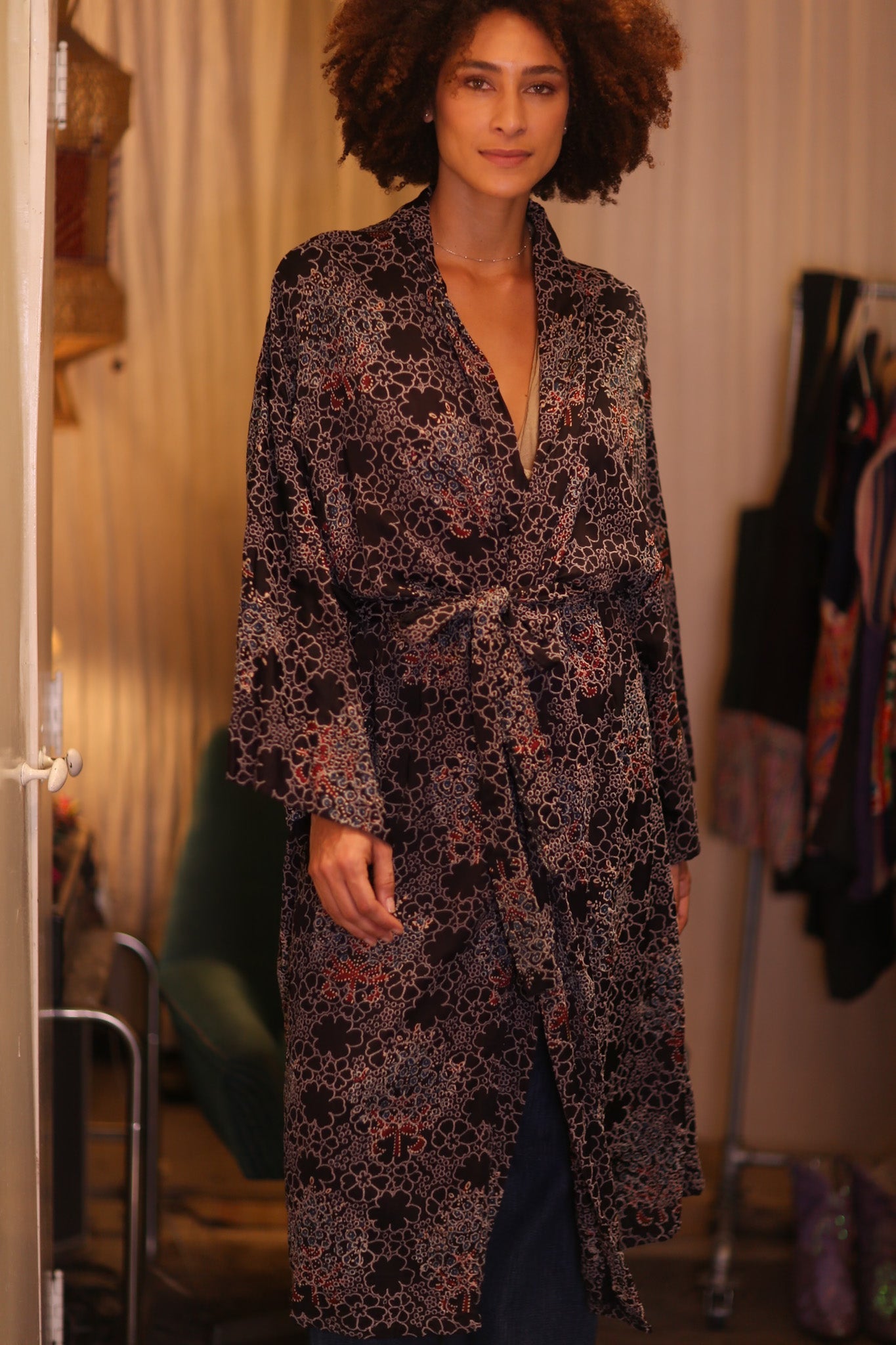 COTTON LACE LONG KIMONO WITH BELT AMAY - MOMO STUDIO BERLIN - Berlin Concept Store - sustainable & ethical fashion