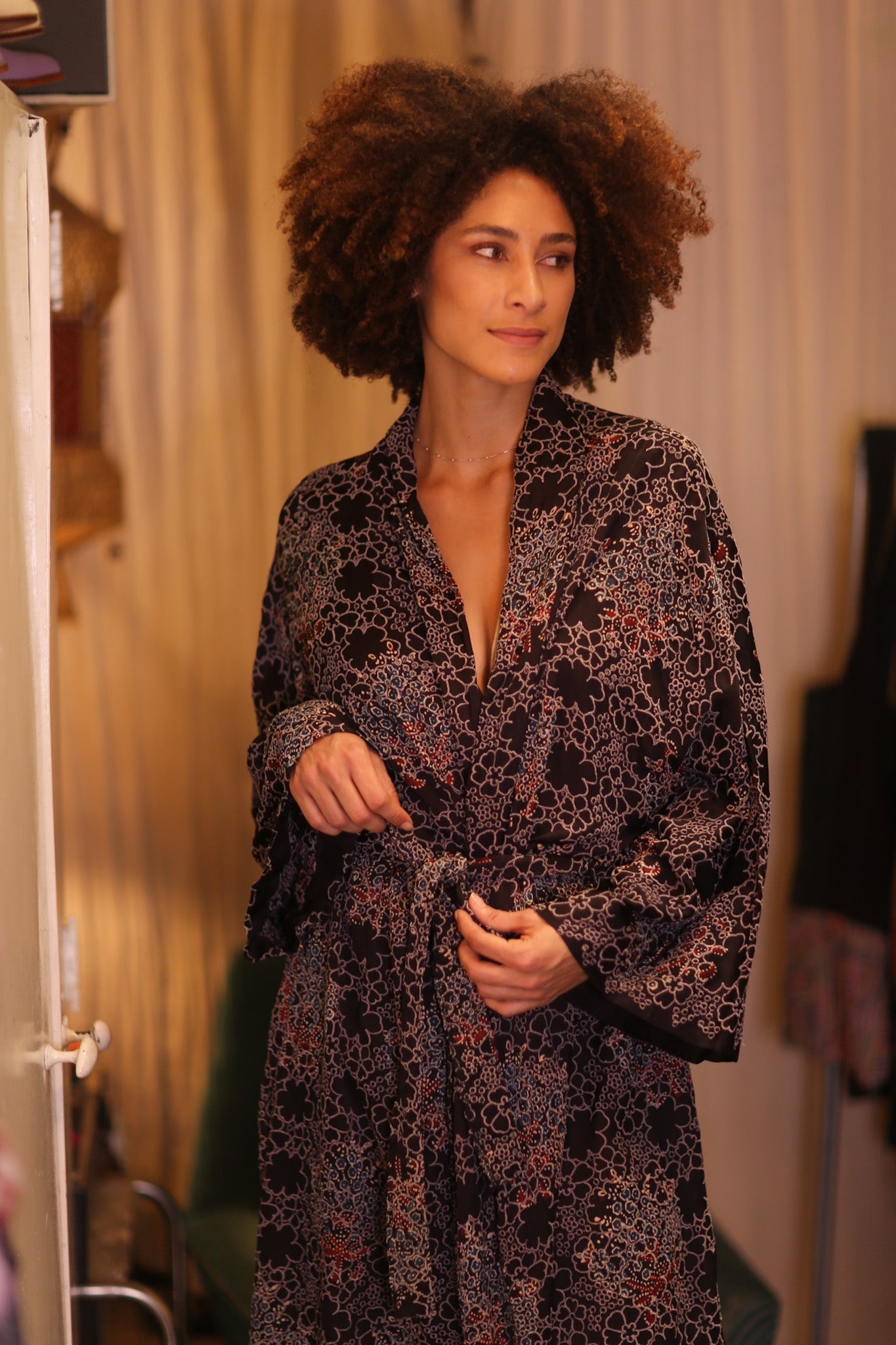 COTTON LACE LONG KIMONO WITH BELT AMAY - MOMO STUDIO BERLIN - Berlin Concept Store - sustainable & ethical fashion