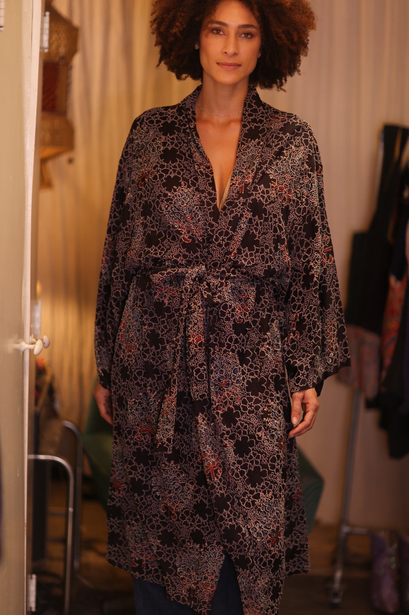 COTTON LACE LONG KIMONO WITH BELT AMAY - MOMO STUDIO BERLIN - Berlin Concept Store - sustainable & ethical fashion