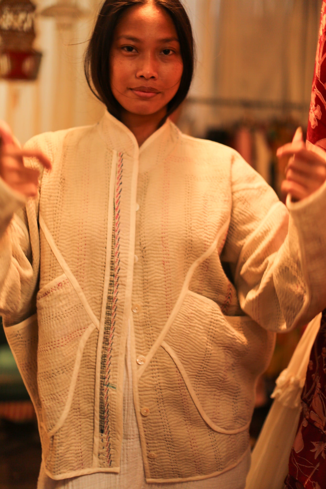 CREAM COLOR KANTHA JACKET MINTA - MOMO STUDIO BERLIN - Berlin Concept Store - sustainable & ethical fashion