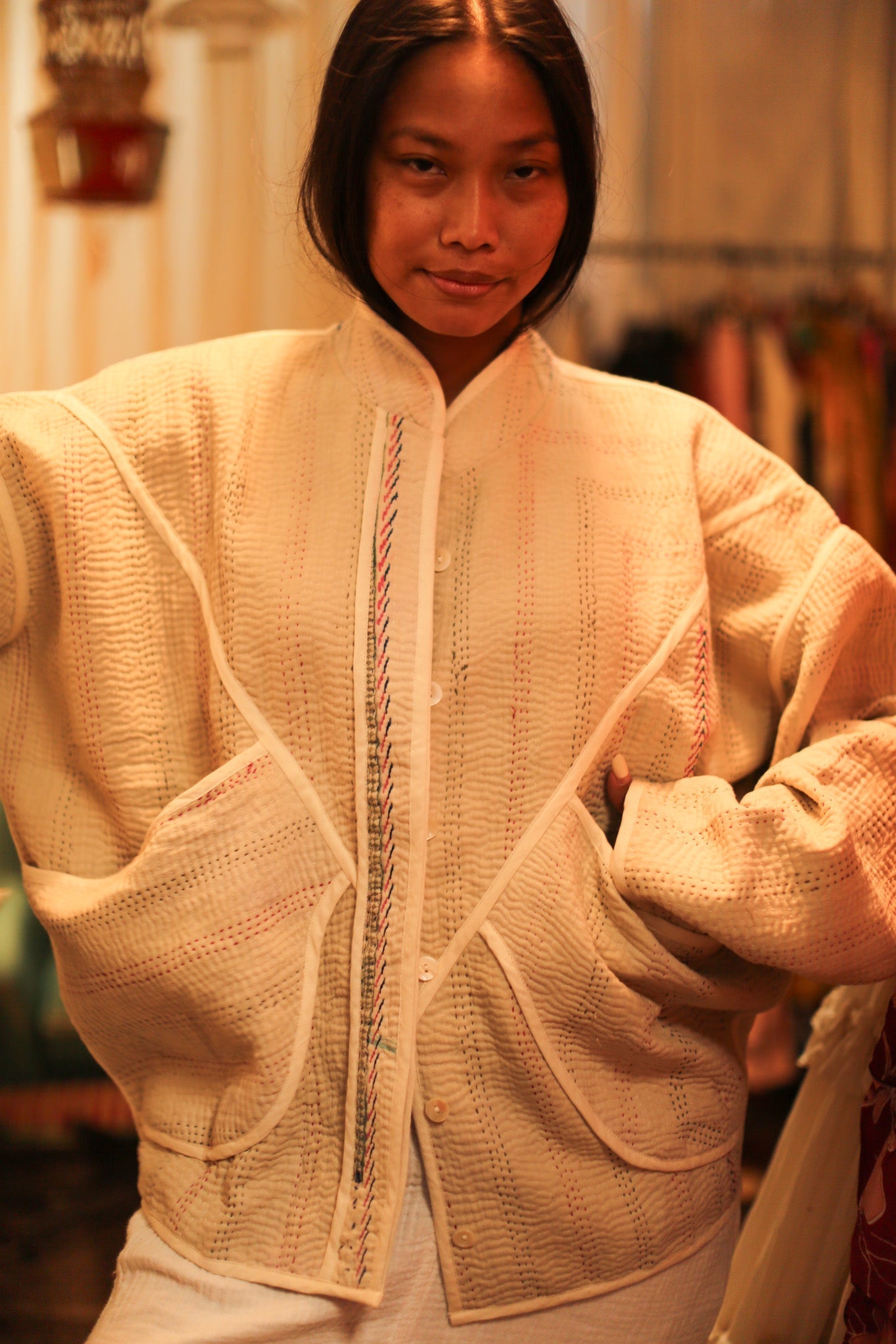 CREAM COLOR KANTHA JACKET MINTA - MOMO STUDIO BERLIN - Berlin Concept Store - sustainable & ethical fashion