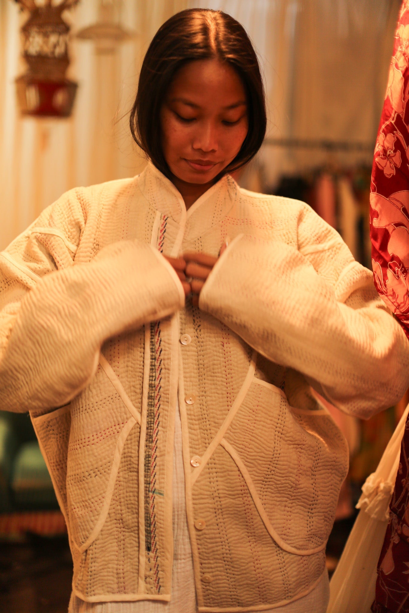 CREAM COLOR KANTHA JACKET MINTA - MOMO STUDIO BERLIN - Berlin Concept Store - sustainable & ethical fashion