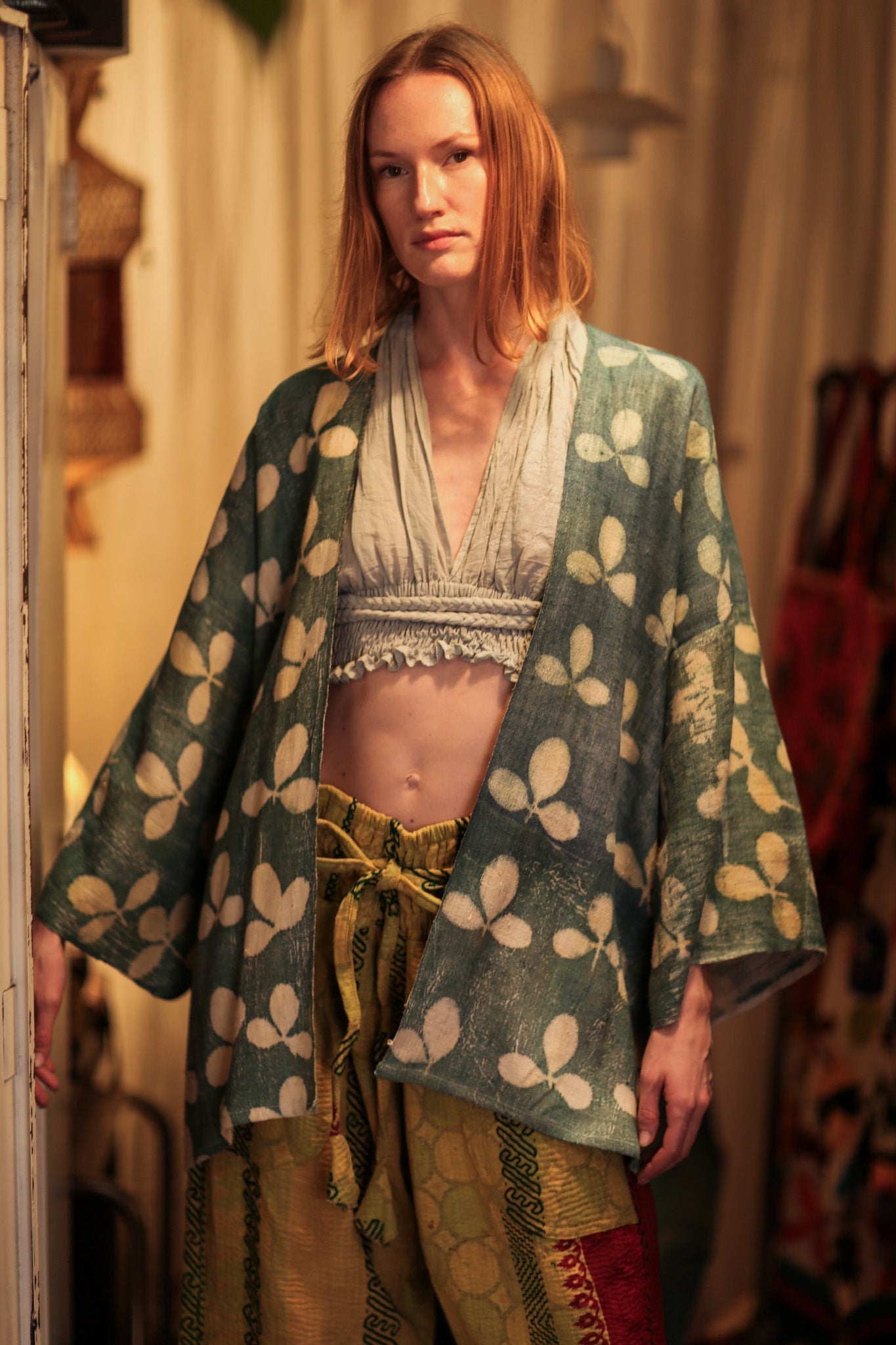 DAMON KANCHON SHORT KIMONO DIRTY TURQUOISE - MOMO STUDIO BERLIN - Berlin Concept Store - sustainable & ethical fashion