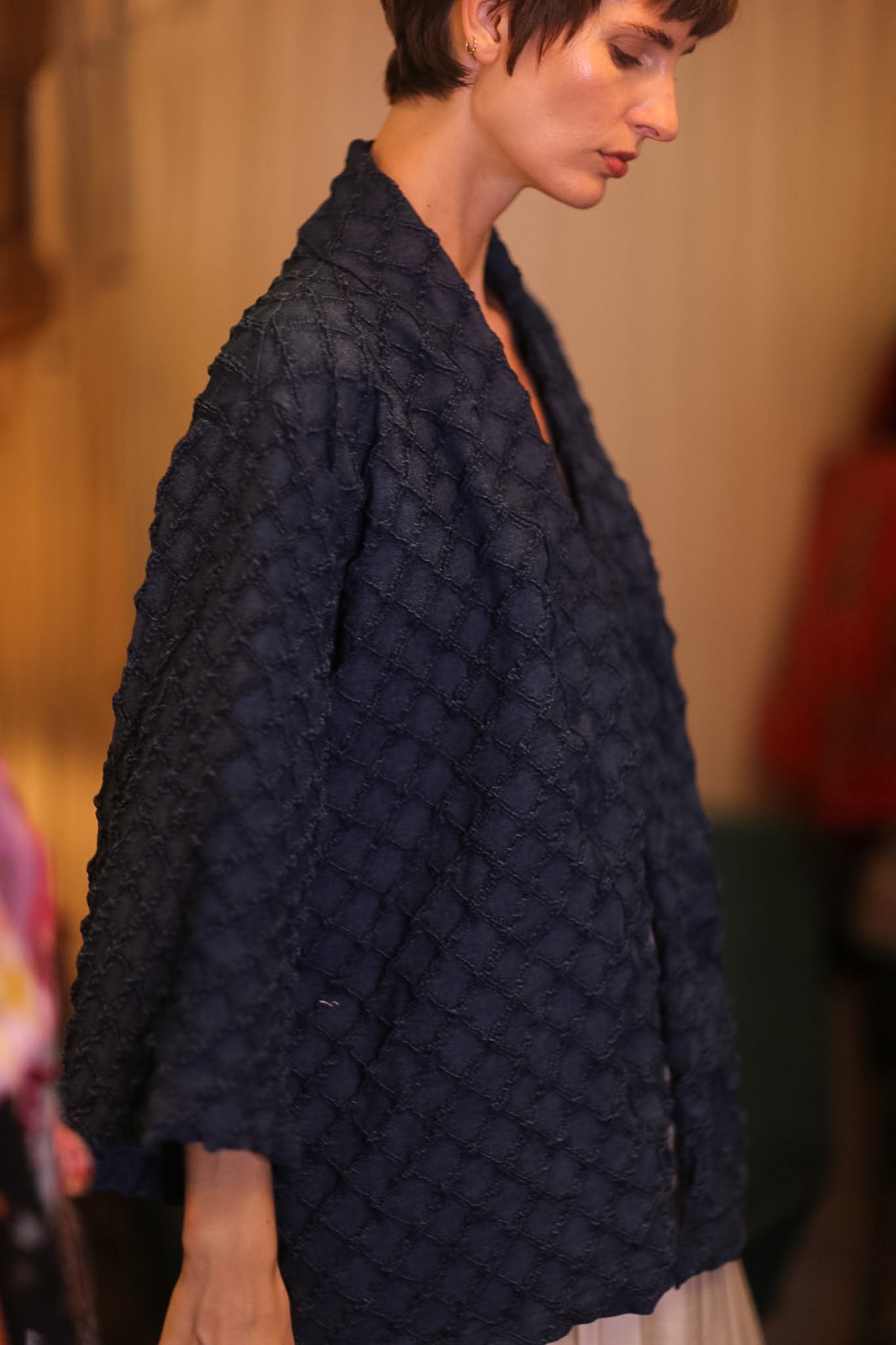 DARK BLUE PREMIUM DENIM SHORT KIMONO LEYLU - MOMO STUDIO BERLIN - Berlin Concept Store - sustainable & ethical fashion