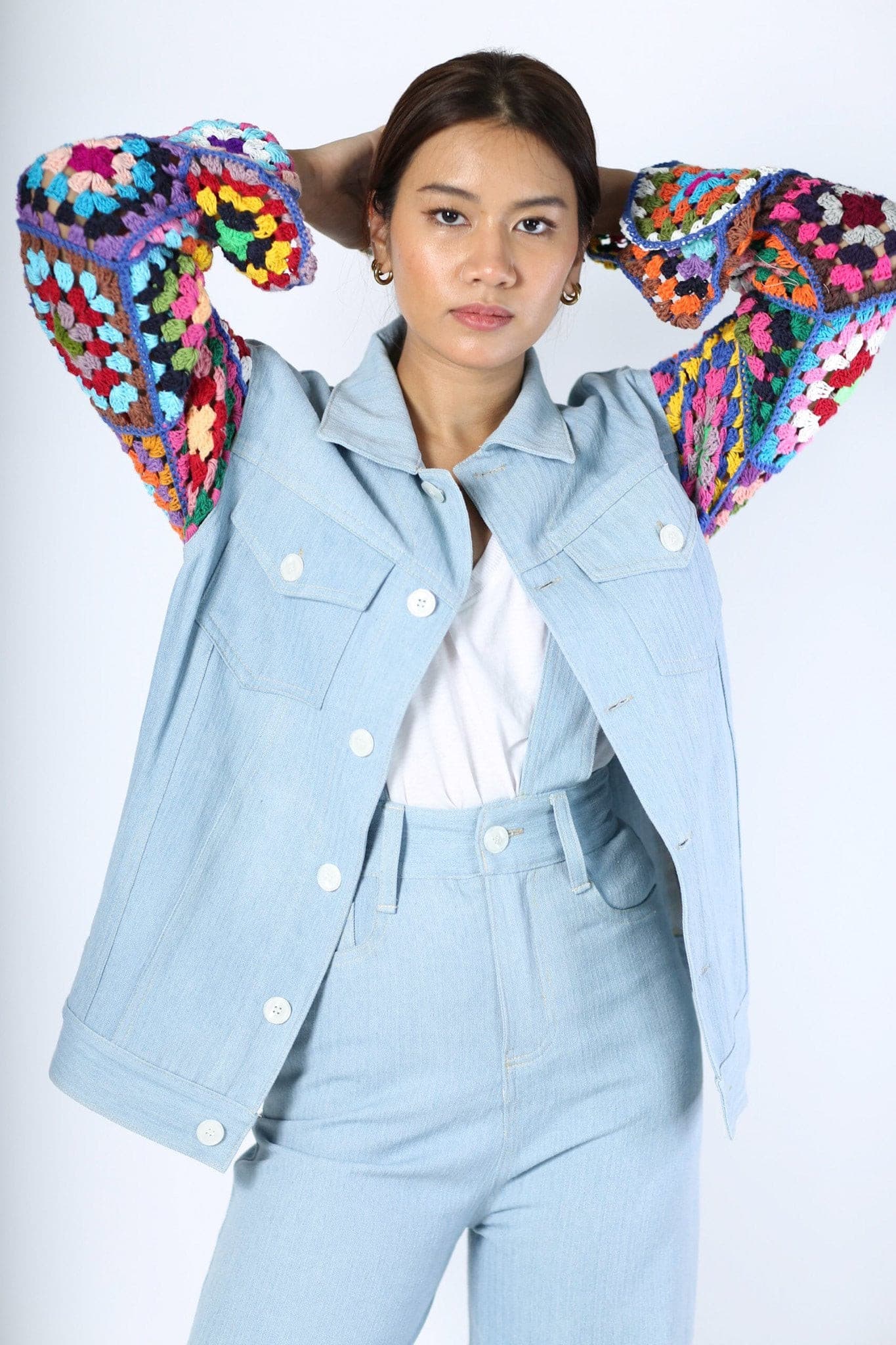 DENIM CROCHET SLEEVE JACKET NIALA - MOMO STUDIO BERLIN - Berlin Concept Store - sustainable & ethical fashion