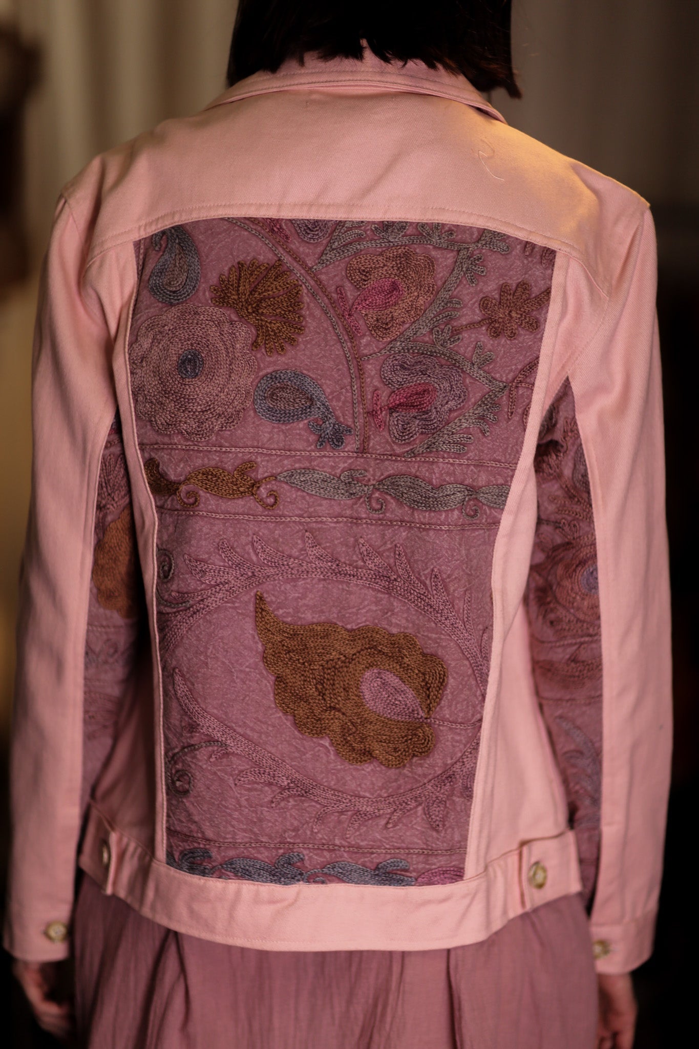 DENIM JACKET WITH SUZANI EMBROIDERY CANDY FLOSS - MOMO STUDIO BERLIN - Berlin Concept Store - sustainable & ethical fashion