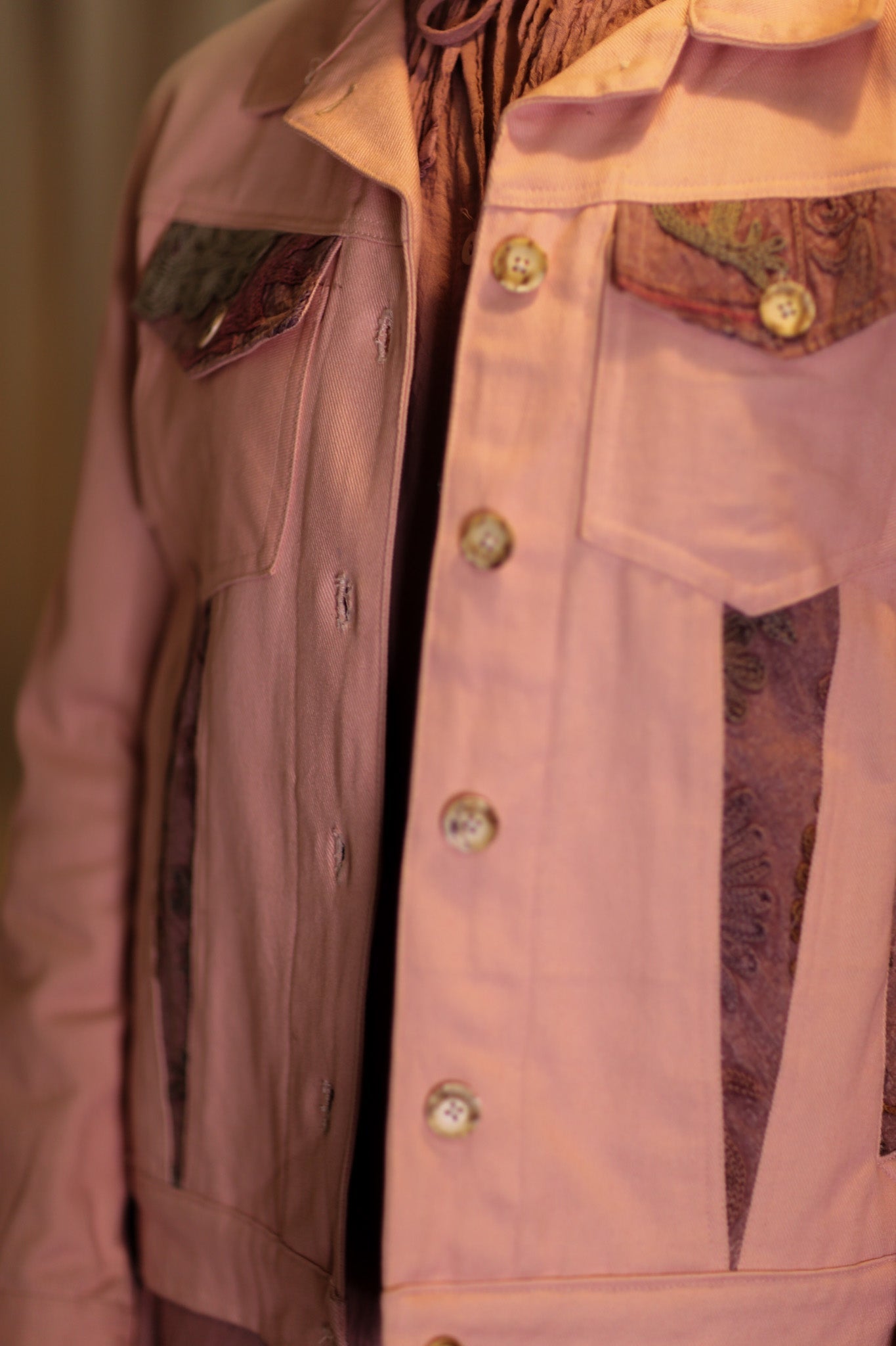 DENIM JACKET WITH SUZANI EMBROIDERY CANDY FLOSS - MOMO STUDIO BERLIN - Berlin Concept Store - sustainable & ethical fashion