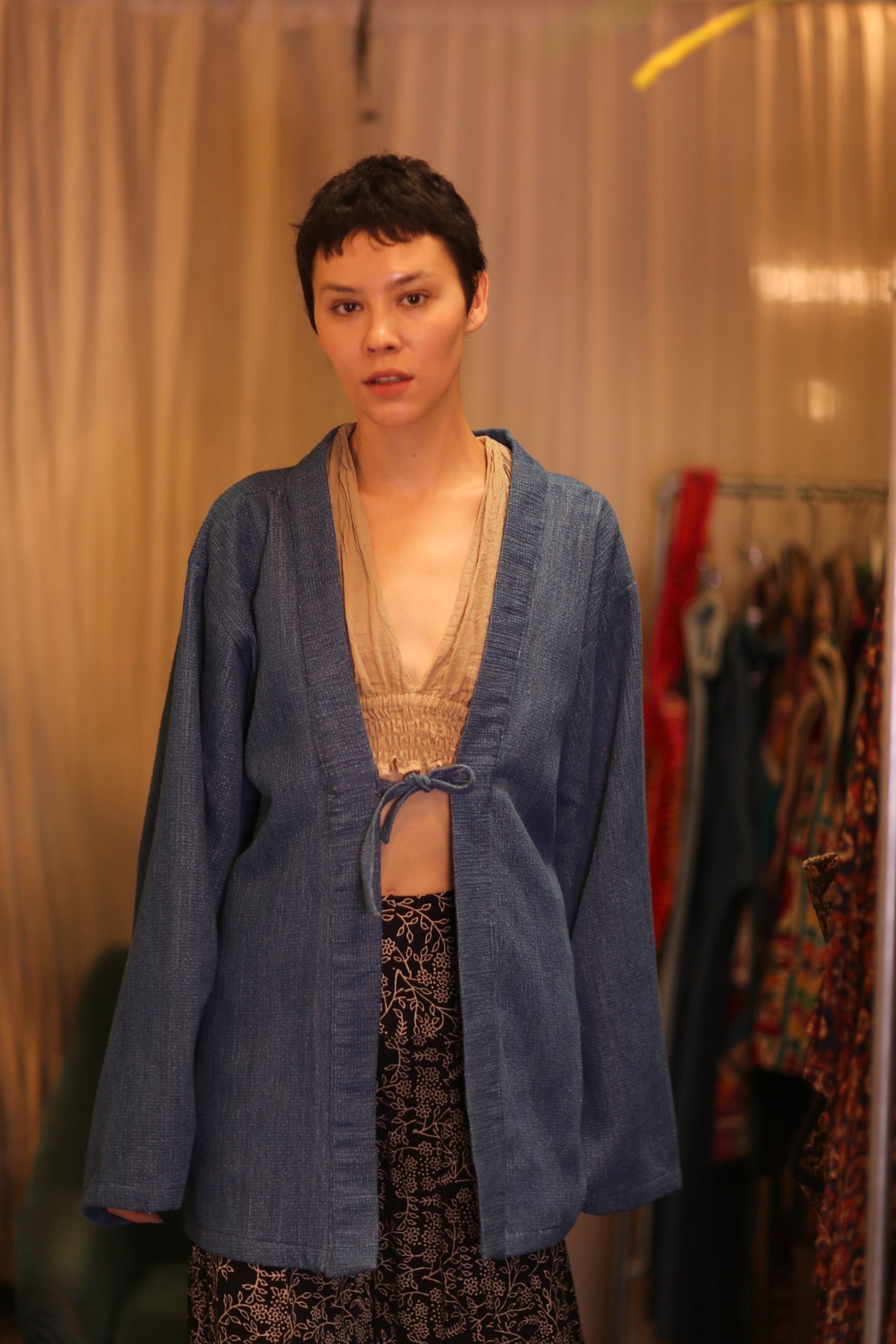 DENIM SHORT KIMONO JUENTRA DARKBLUE - MOMO STUDIO BERLIN - Berlin Concept Store - sustainable & ethical fashion