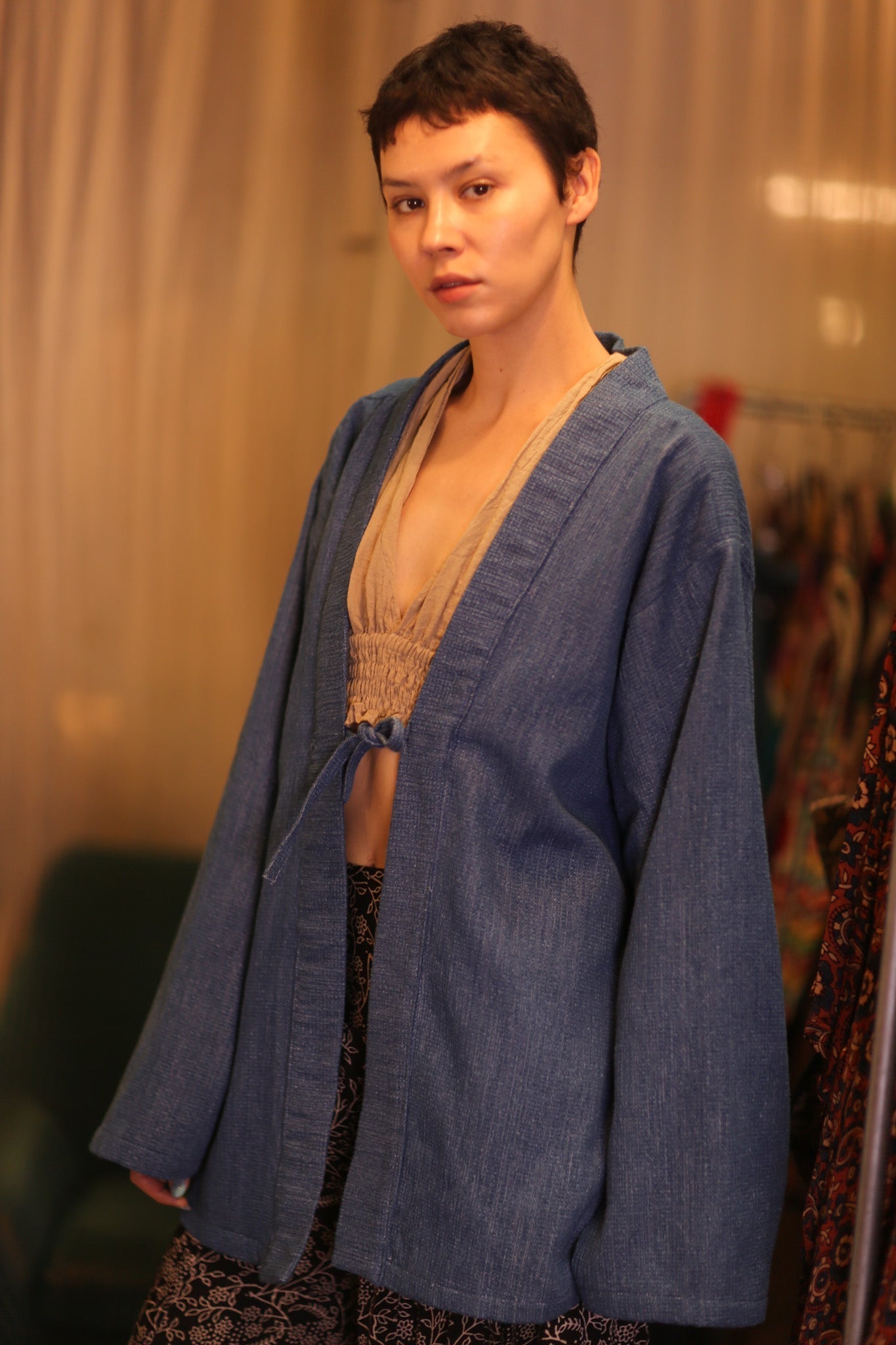 DENIM SHORT KIMONO JUENTRA DARKBLUE - MOMO STUDIO BERLIN - Berlin Concept Store - sustainable & ethical fashion