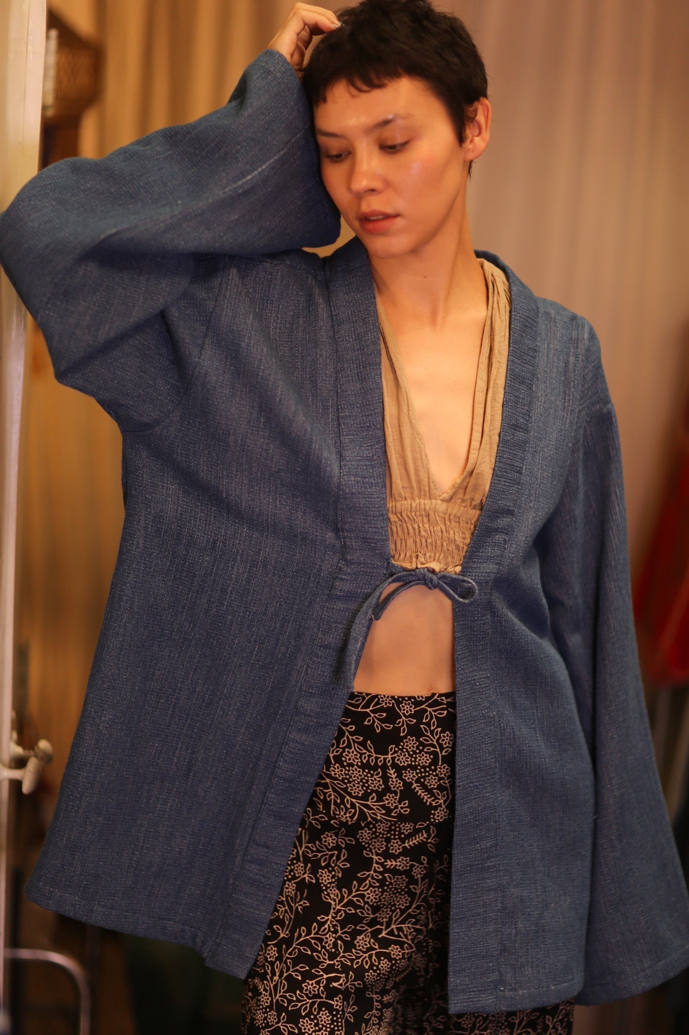 DENIM SHORT KIMONO JUENTRA DARKBLUE - MOMO STUDIO BERLIN - Berlin Concept Store - sustainable & ethical fashion