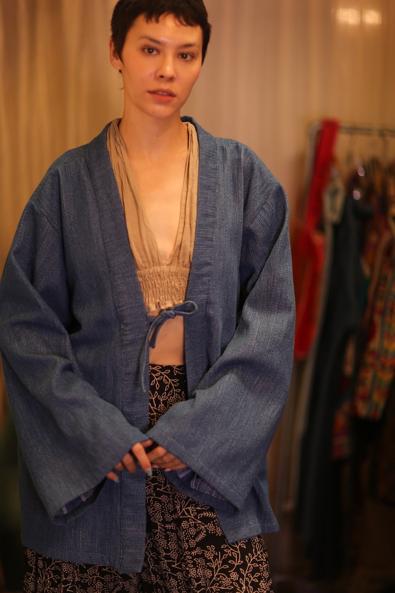 DENIM SHORT KIMONO JUENTRA DARKBLUE - MOMO STUDIO BERLIN - Berlin Concept Store - sustainable & ethical fashion