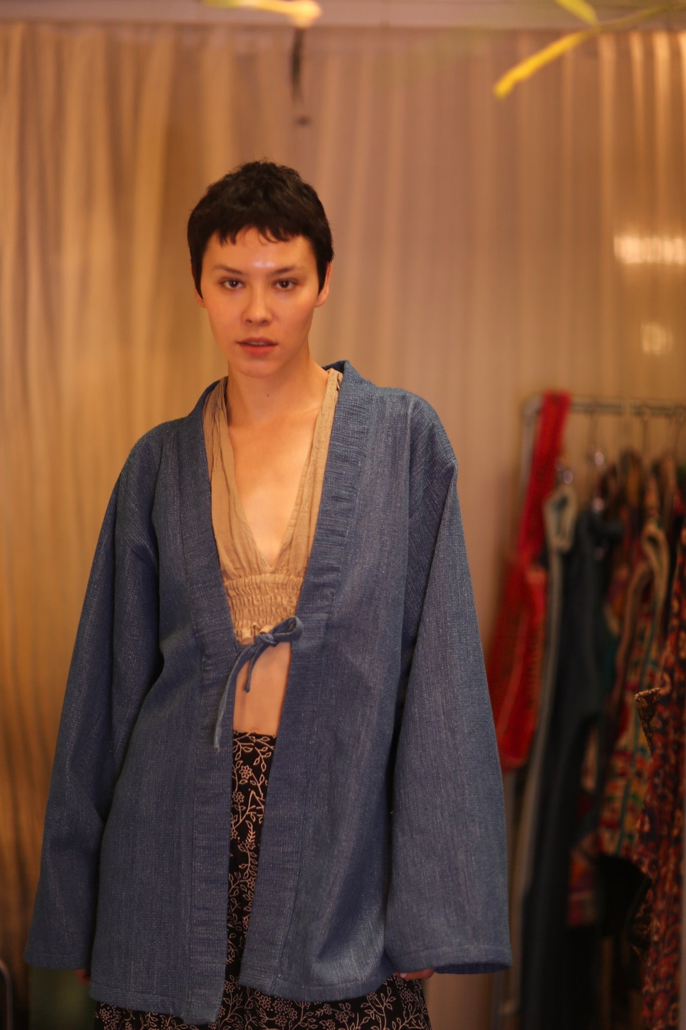 DENIM SHORT KIMONO JUENTRA DARKBLUE - MOMO STUDIO BERLIN - Berlin Concept Store - sustainable & ethical fashion