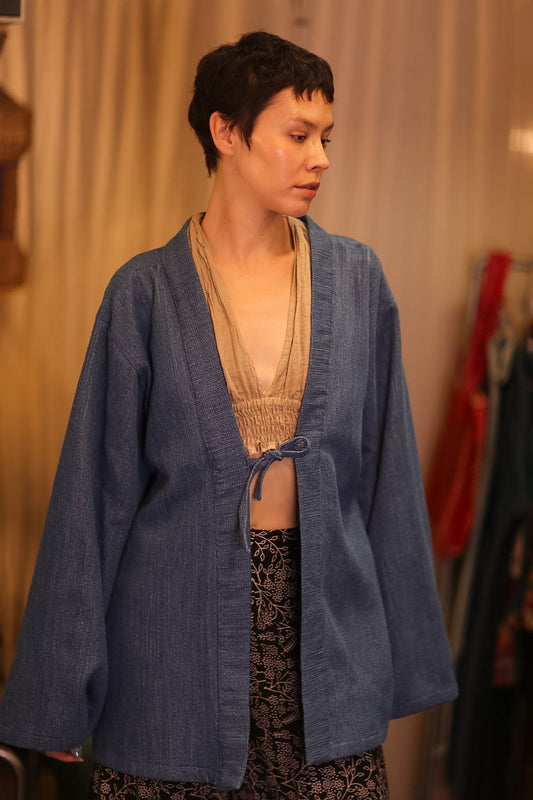 DENIM SHORT KIMONO JUENTRA DARKBLUE - MOMO STUDIO BERLIN - Berlin Concept Store - sustainable & ethical fashion