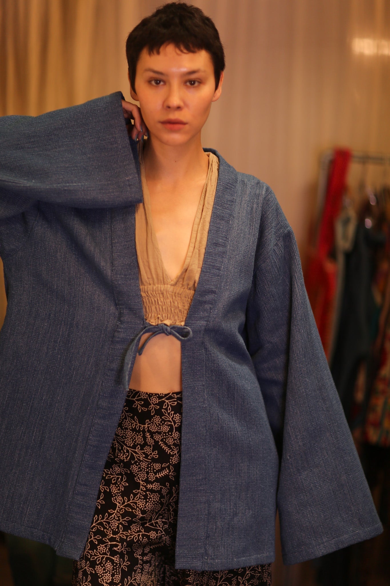 DENIM SHORT KIMONO JUENTRA DARKBLUE - MOMO STUDIO BERLIN - Berlin Concept Store - sustainable & ethical fashion