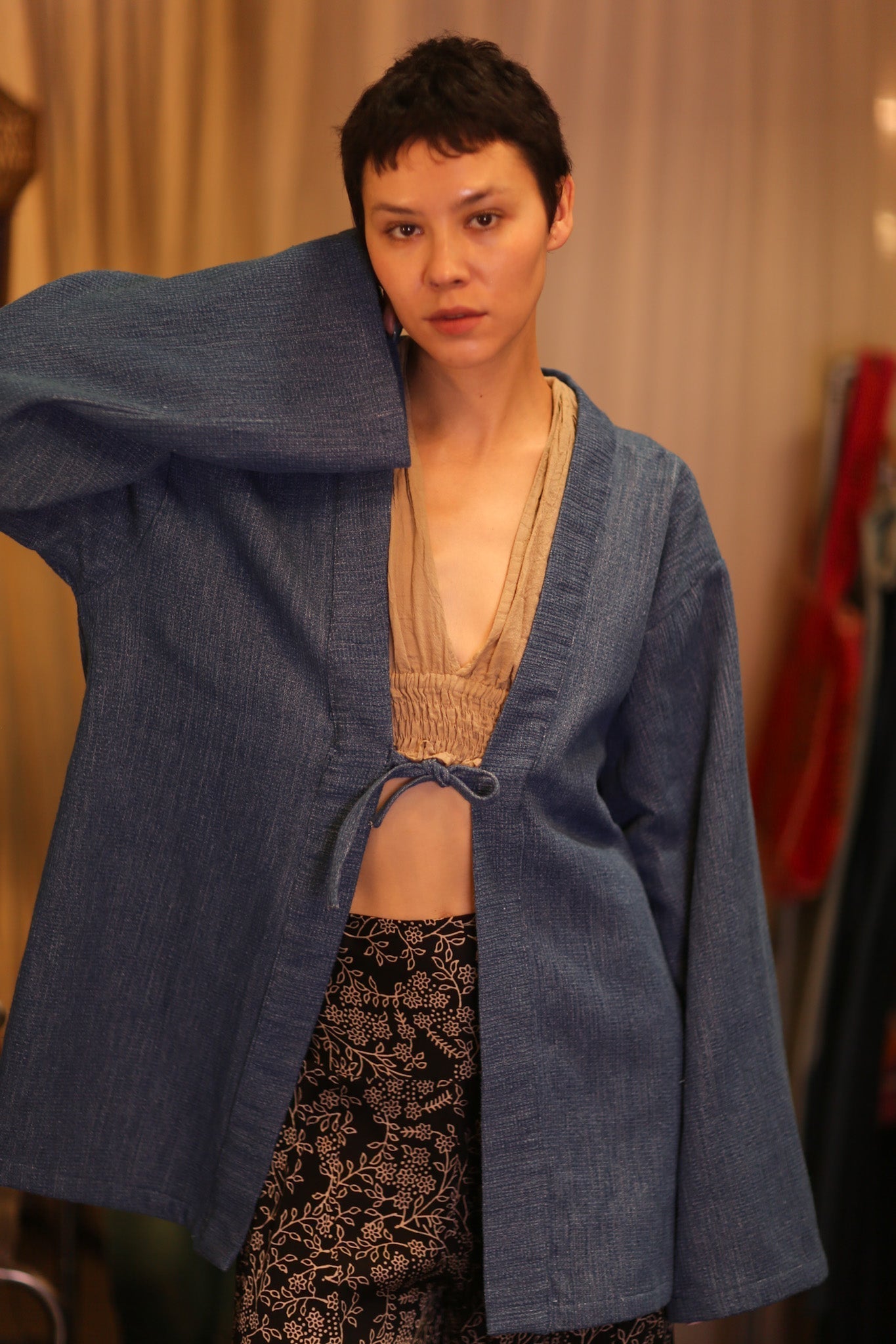 DENIM SHORT KIMONO JUENTRA DARKBLUE - MOMO STUDIO BERLIN - Berlin Concept Store - sustainable & ethical fashion