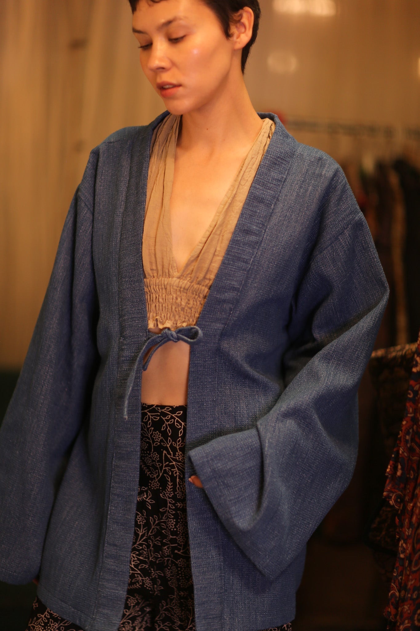 DENIM SHORT KIMONO JUENTRA DARKBLUE - MOMO STUDIO BERLIN - Berlin Concept Store - sustainable & ethical fashion