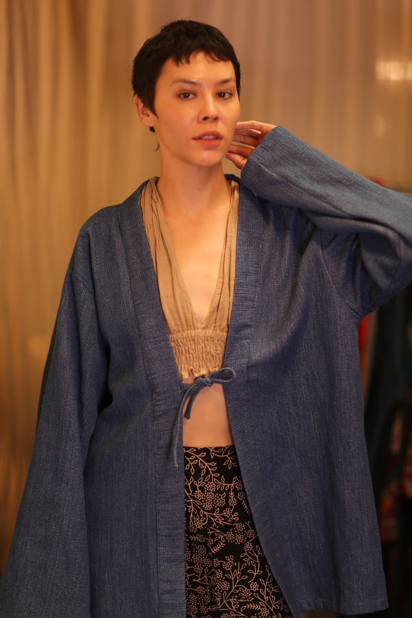 DENIM SHORT KIMONO JUENTRA DARKBLUE - MOMO STUDIO BERLIN - Berlin Concept Store - sustainable & ethical fashion