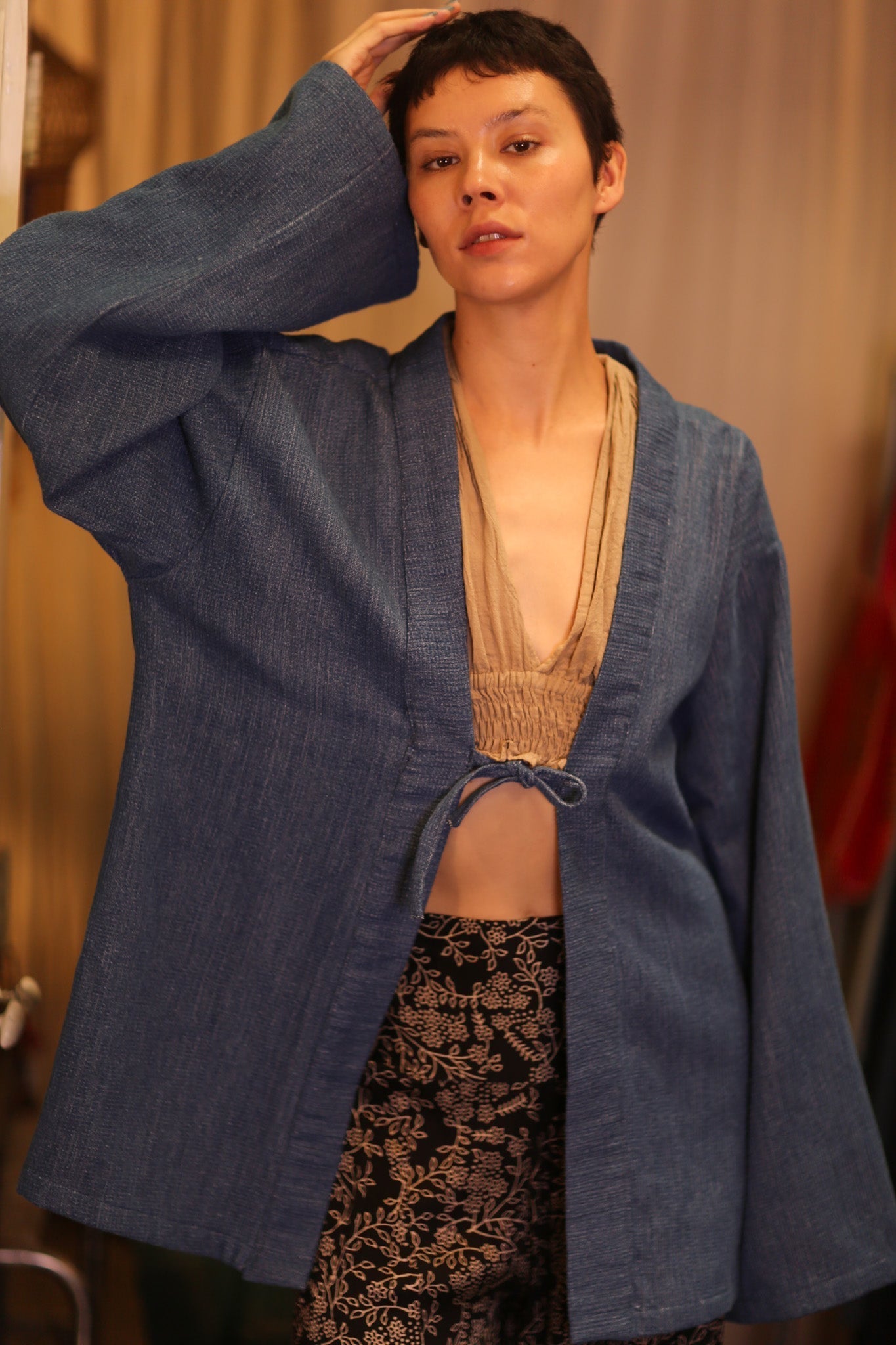 DENIM SHORT KIMONO JUENTRA DARKBLUE - MOMO STUDIO BERLIN - Berlin Concept Store - sustainable & ethical fashion