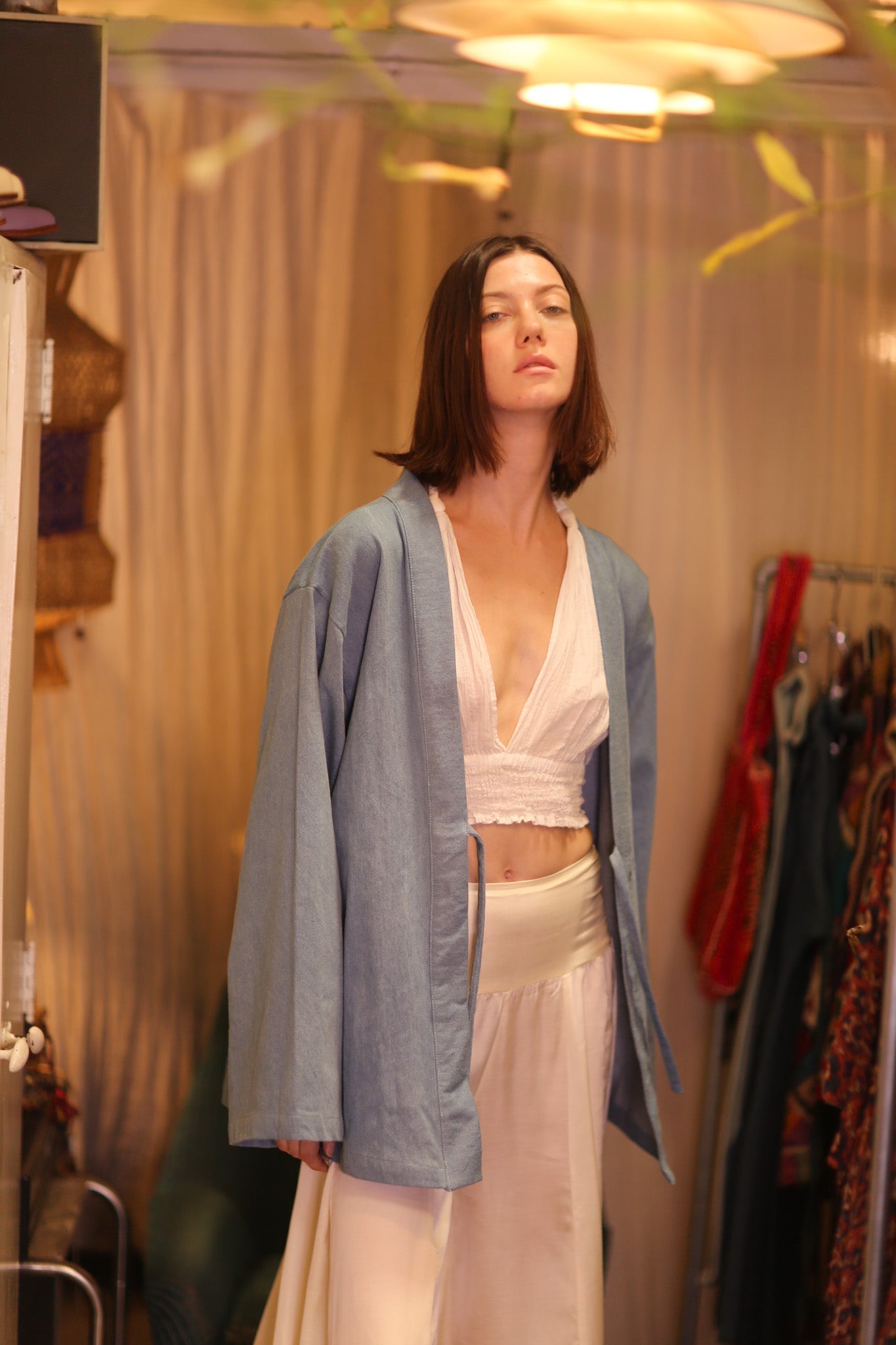 DENIM SHORT KIMONO JUENTRA LIGHTBLUE - MOMO STUDIO BERLIN - Berlin Concept Store - sustainable & ethical fashion