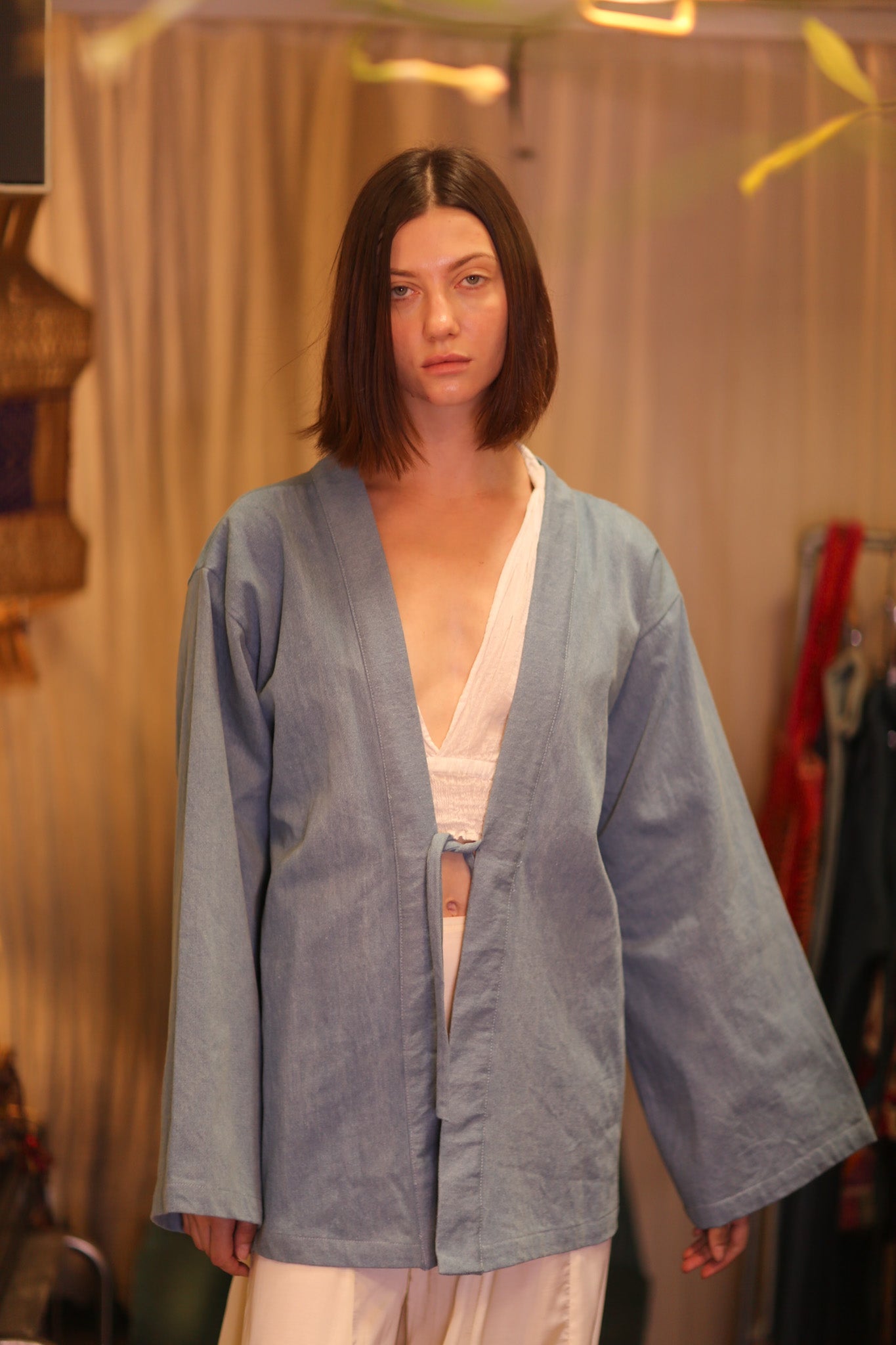 DENIM SHORT KIMONO JUENTRA LIGHTBLUE - MOMO STUDIO BERLIN - Berlin Concept Store - sustainable & ethical fashion